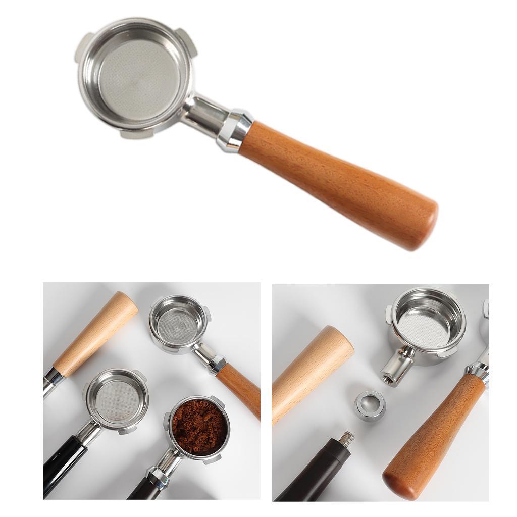 Bottomless Naked Portafilter Coffee Espresso Handle for Coffee Machine Wooden Handle B