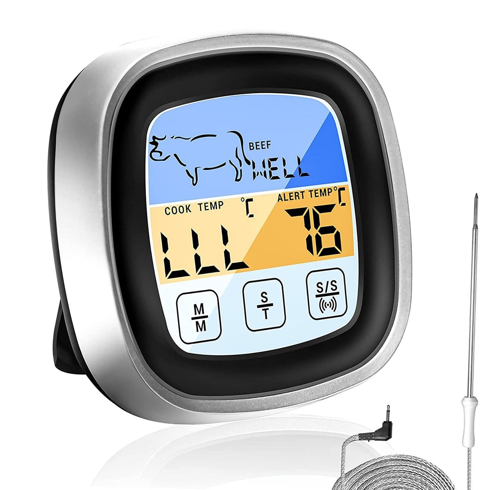 Waterproof Kitchen Thermometer with Probe and Timer LCD Backlight for Beef