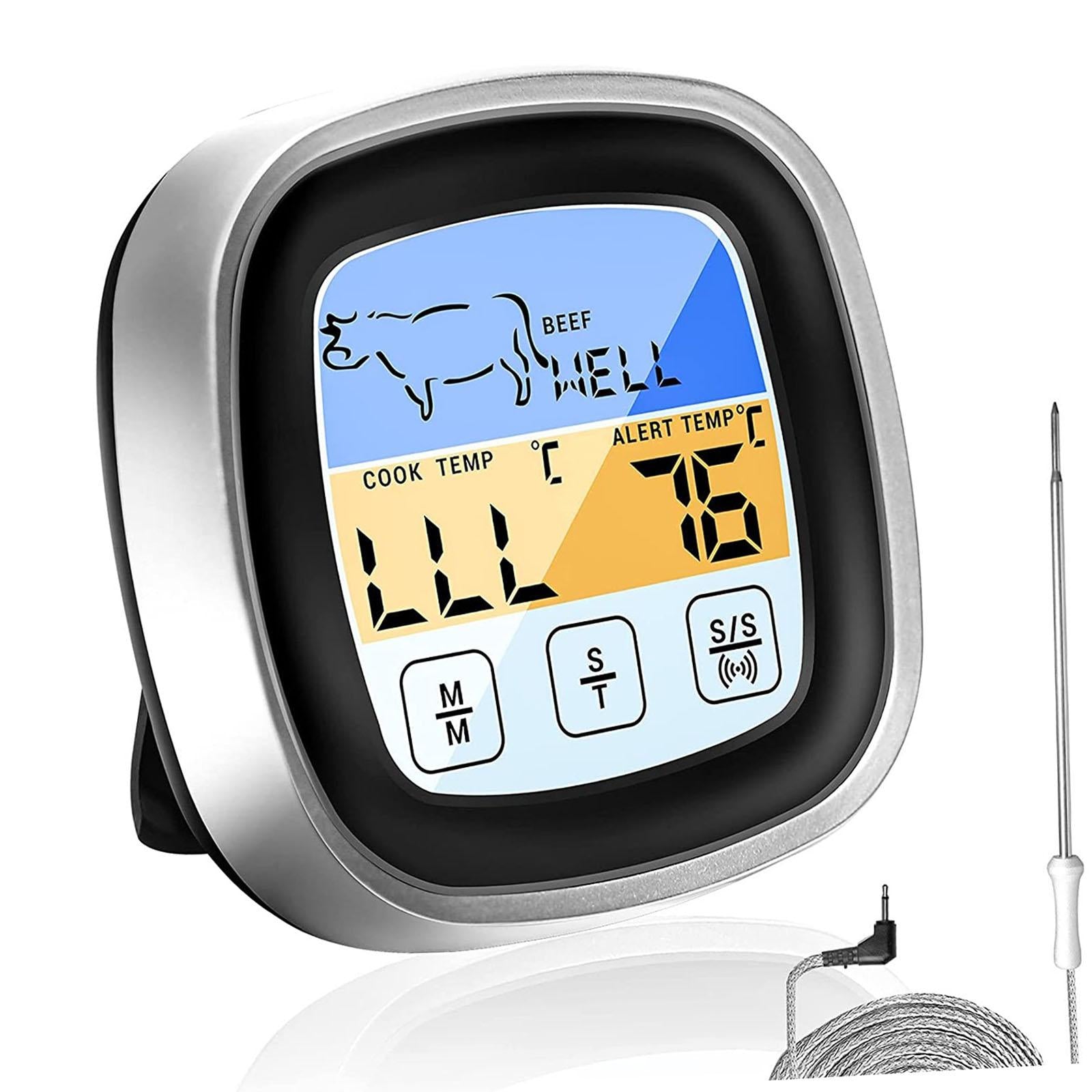 Waterproof Kitchen Thermometer with Probe and Timer LCD Backlight for Beef