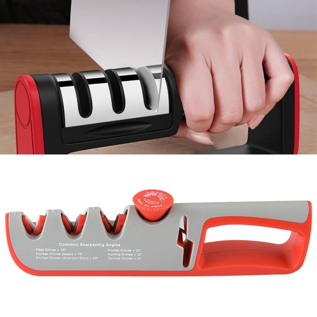 Knife Sharpener Sharpening Tool Manual Sharpener for Knives Red Gray