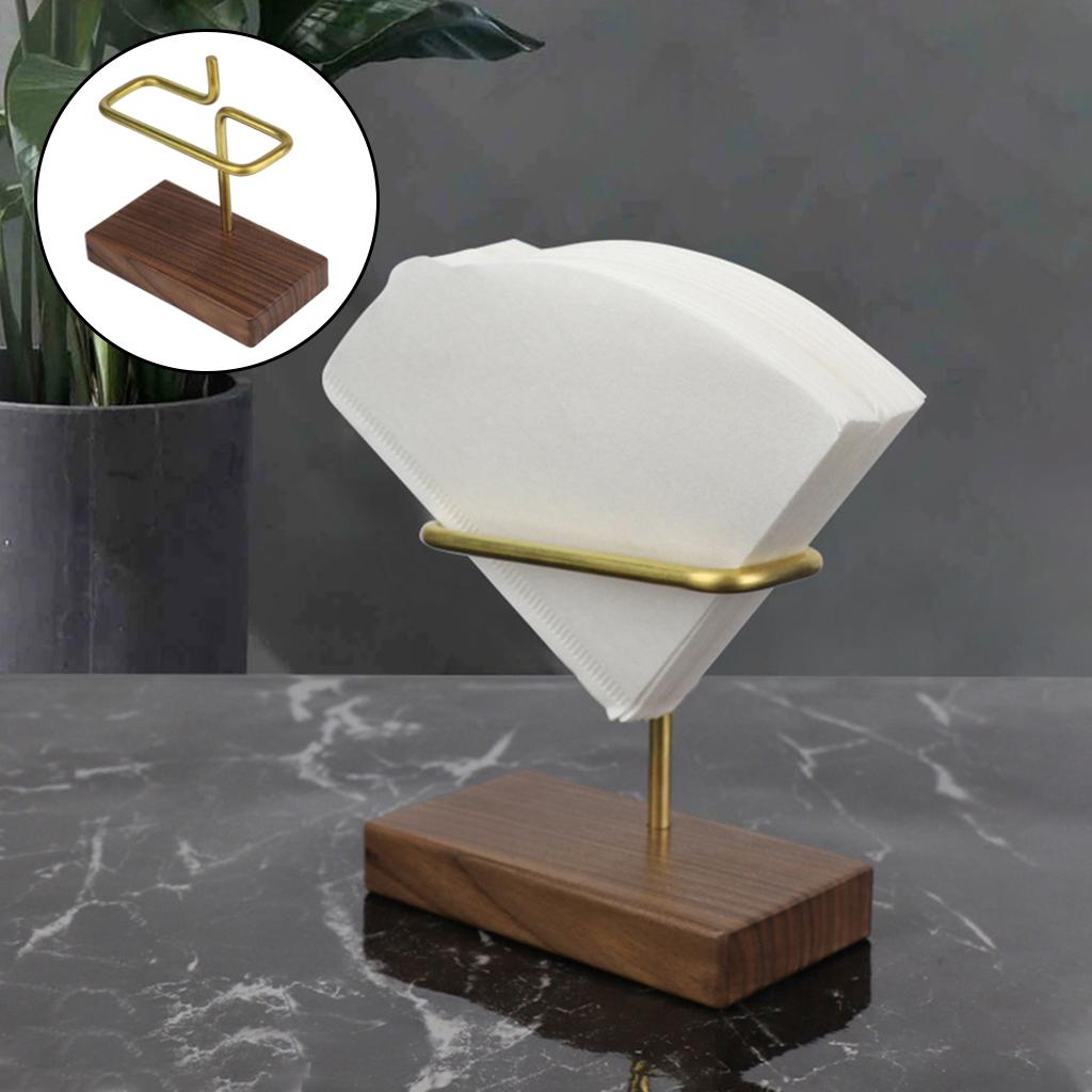 Walnut Filter Paper Rack Holder Shelf for Fan-Shape Save Space Kitchen Cafe