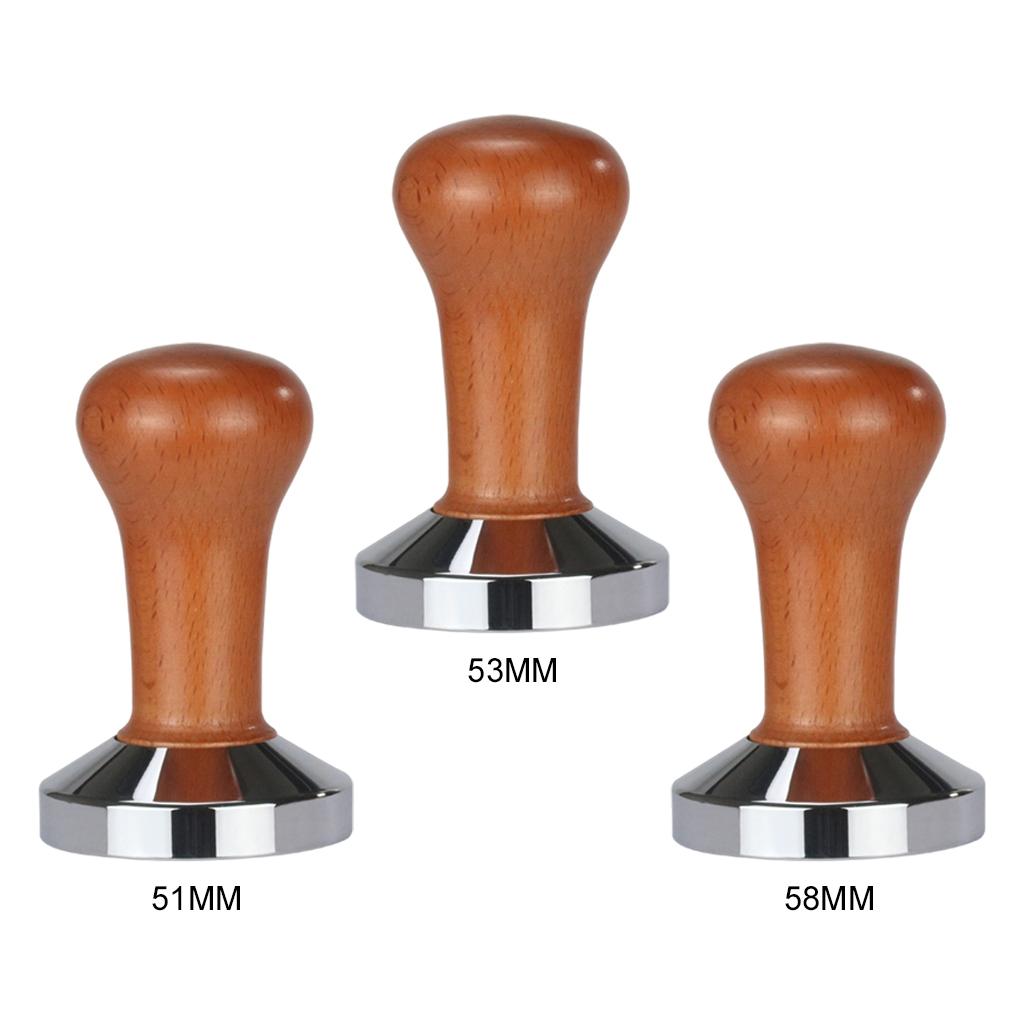 Espresso Coffee Tamper Calibrated Tamper Wood Handle for Press Coffee Powder 51mm