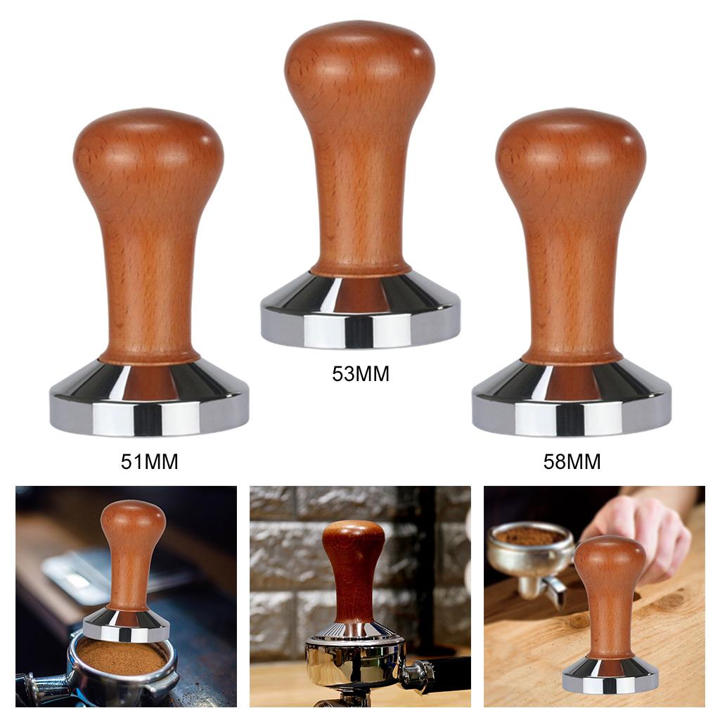 Espresso Coffee Tamper Calibrated Tamper Wood Handle for Press Coffee Powder 51mm