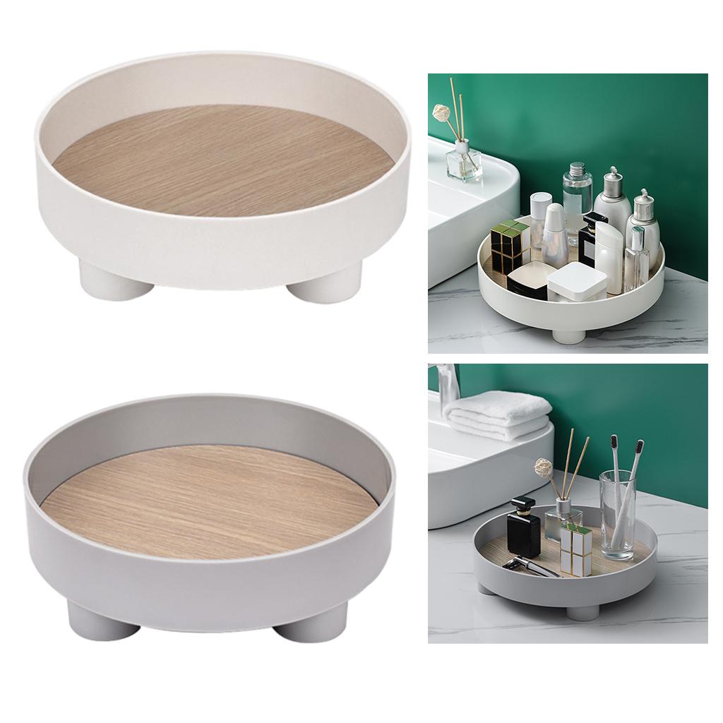 Plastic & Wood Serving Tray Serve Coffee, Tea Home Decor for Home Fruit White