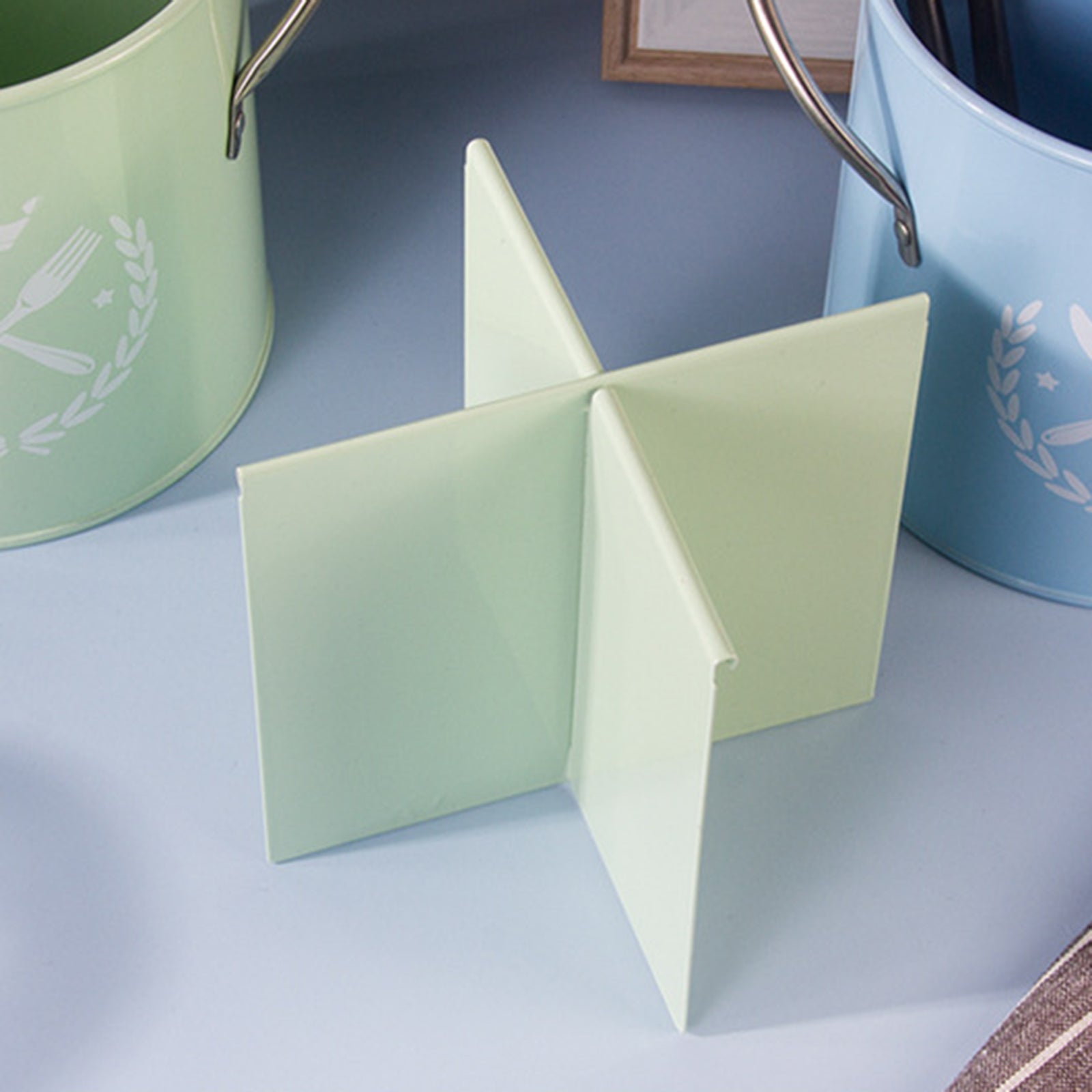 Chopstick Holder Four-Divided Spatula Forks Binaural Handles for Household Green