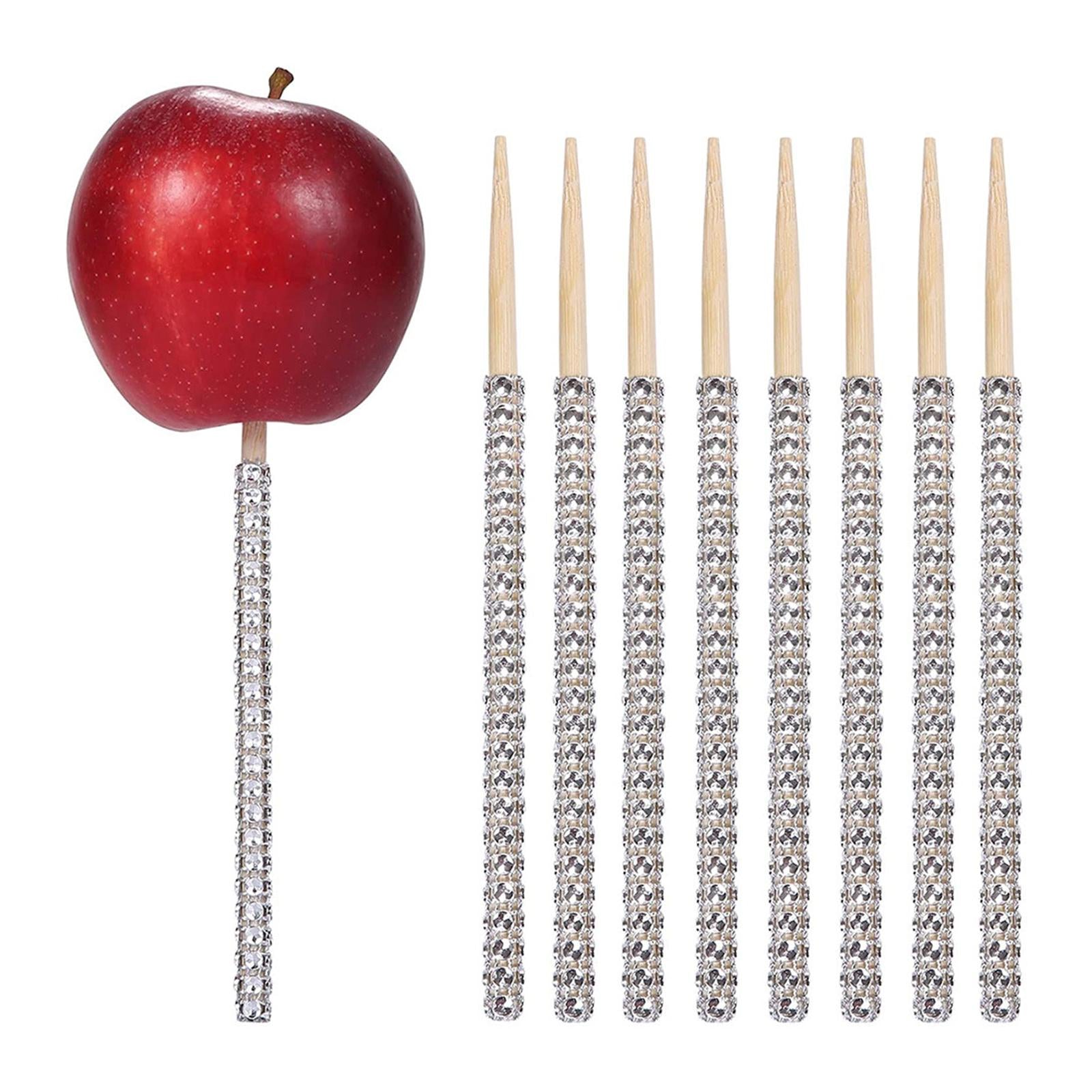 Bling Candy Apple Sticks 15cm Food Picks for Buffet Barbecue Candy Making silver