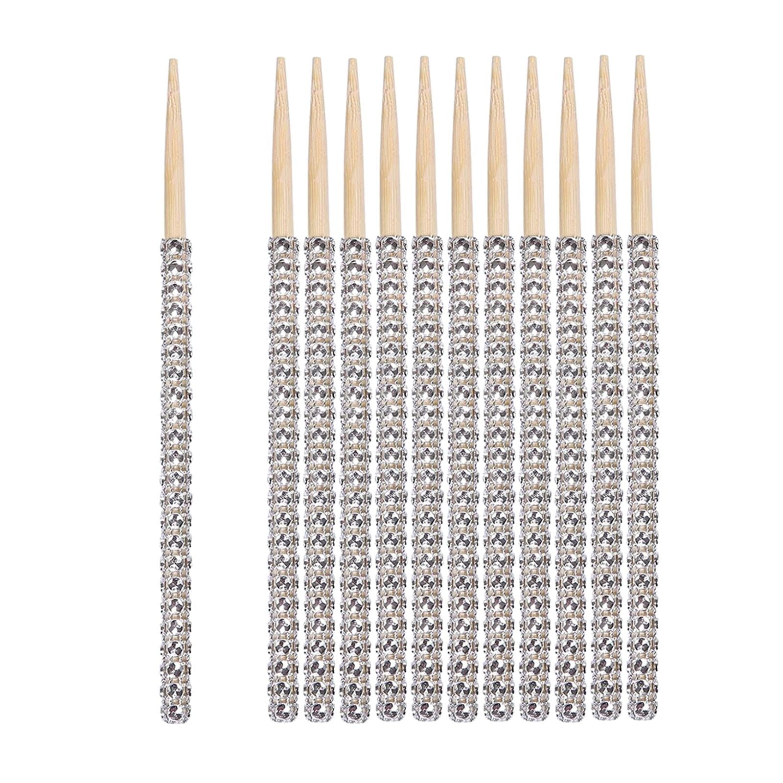 Bling Candy Apple Sticks 15cm Food Picks for Buffet Barbecue Candy Making silver
