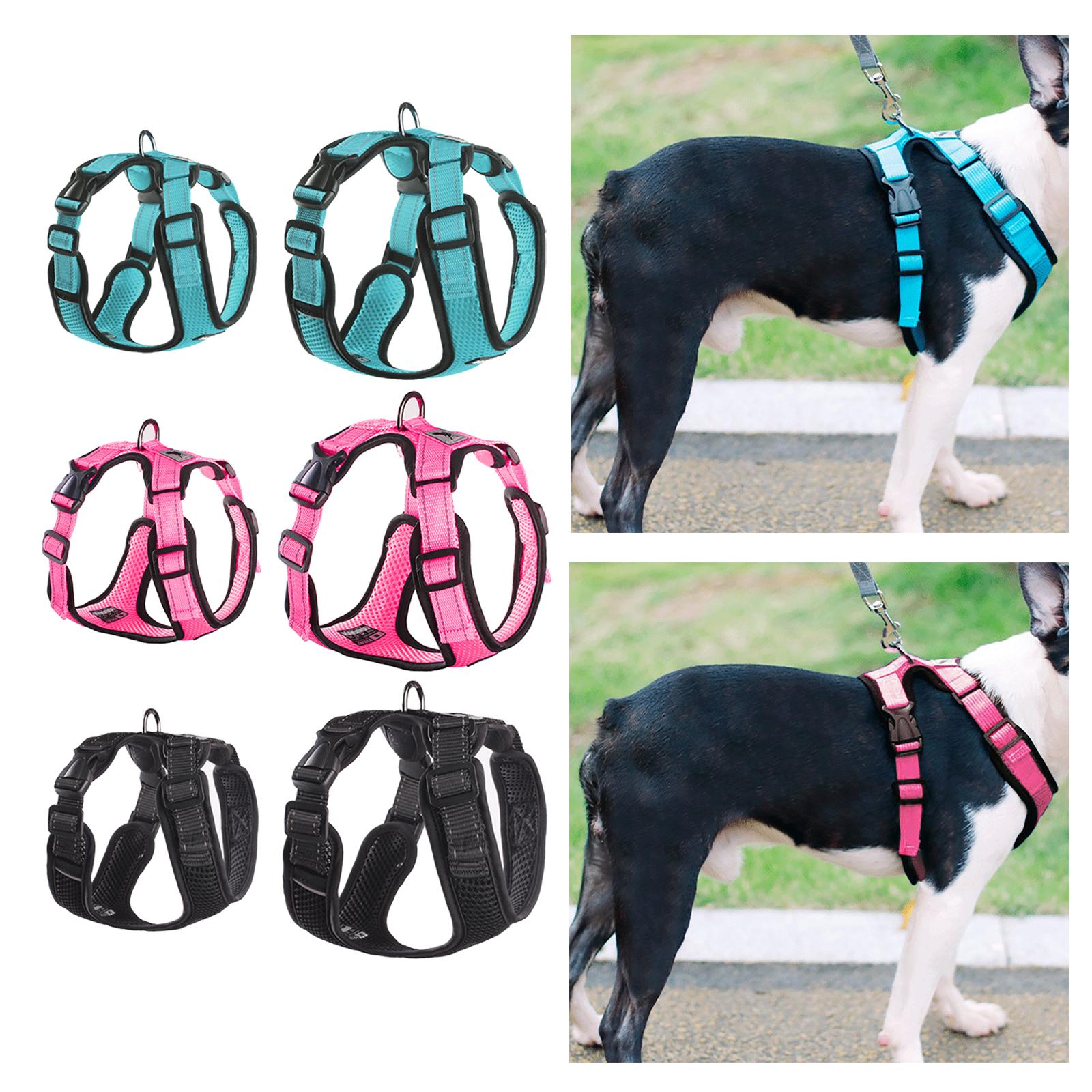 Reflective Dog Harness No Pull Vest Rope for Running Outdoor Lead Walking Blue L