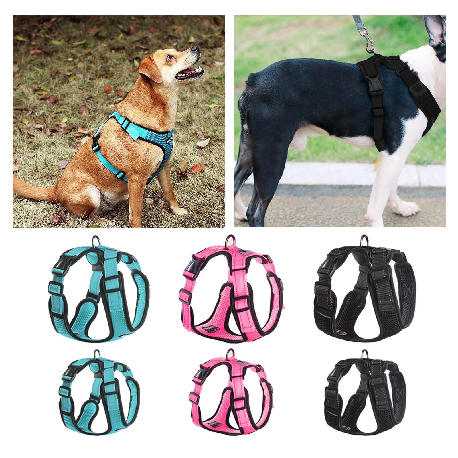 Reflective Dog Harness No Pull Vest Rope for Running Outdoor Lead Walking Blue L