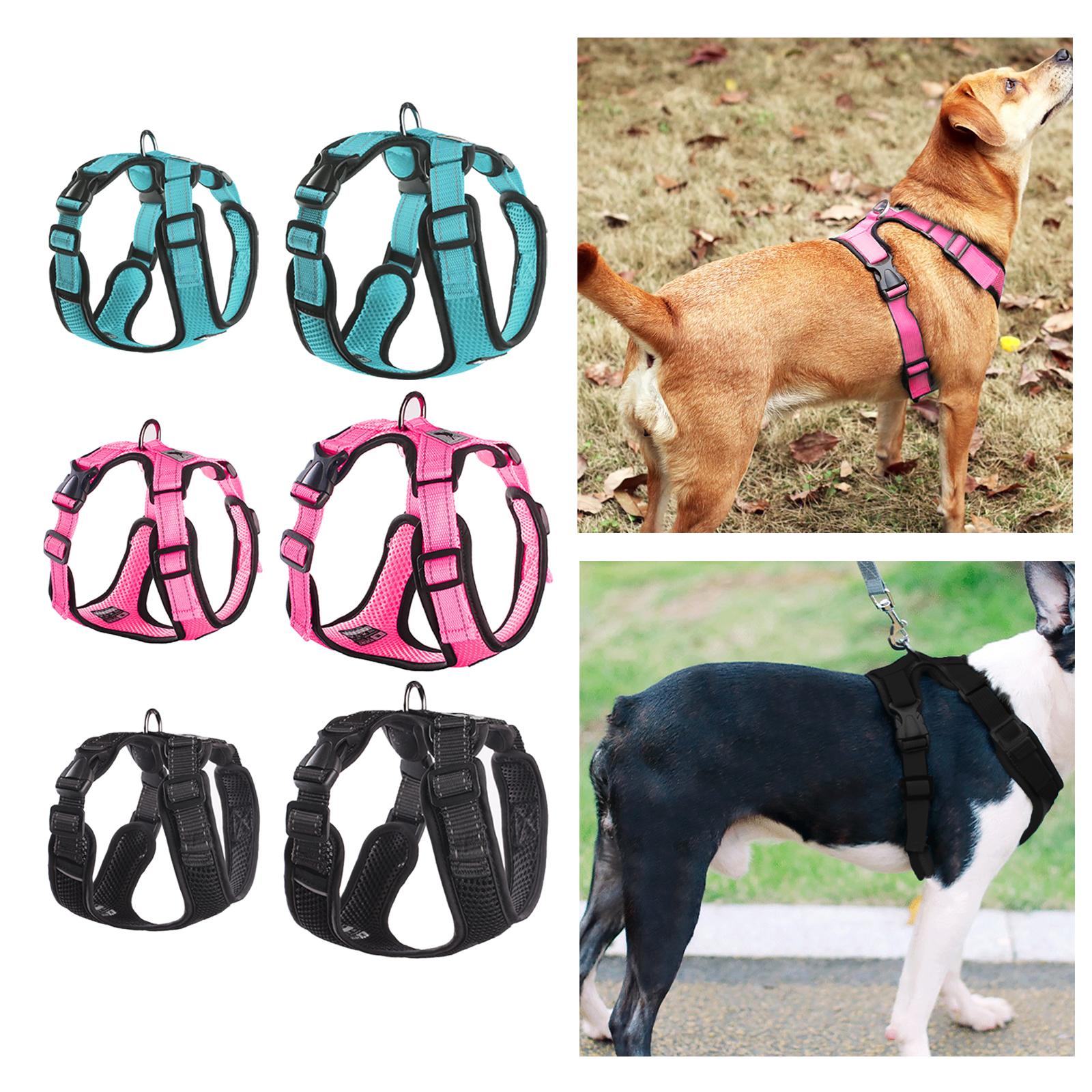 Reflective Dog Harness No Pull Vest Rope for Running Outdoor Lead Walking Blue L