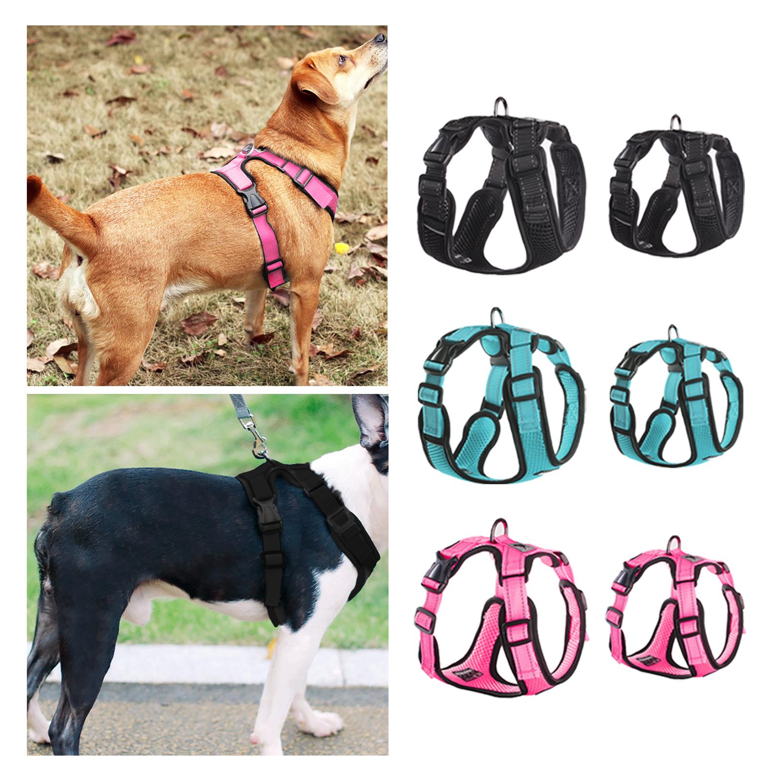 Reflective Dog Harness No Pull Vest Rope for Running Outdoor Lead Walking Blue L