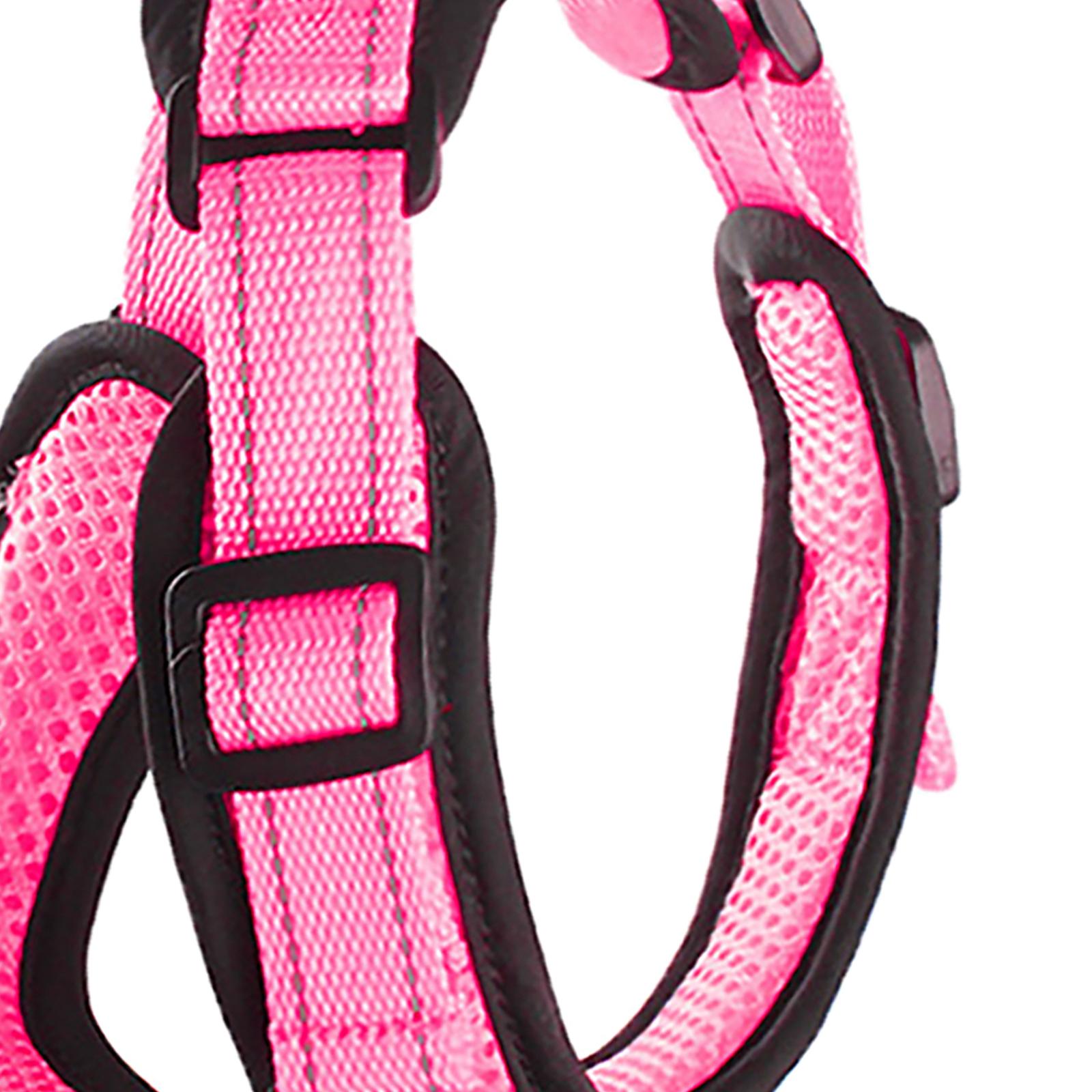 Reflective Dog Harness No Pull Vest Rope for Running Outdoor Lead Walking Pink L
