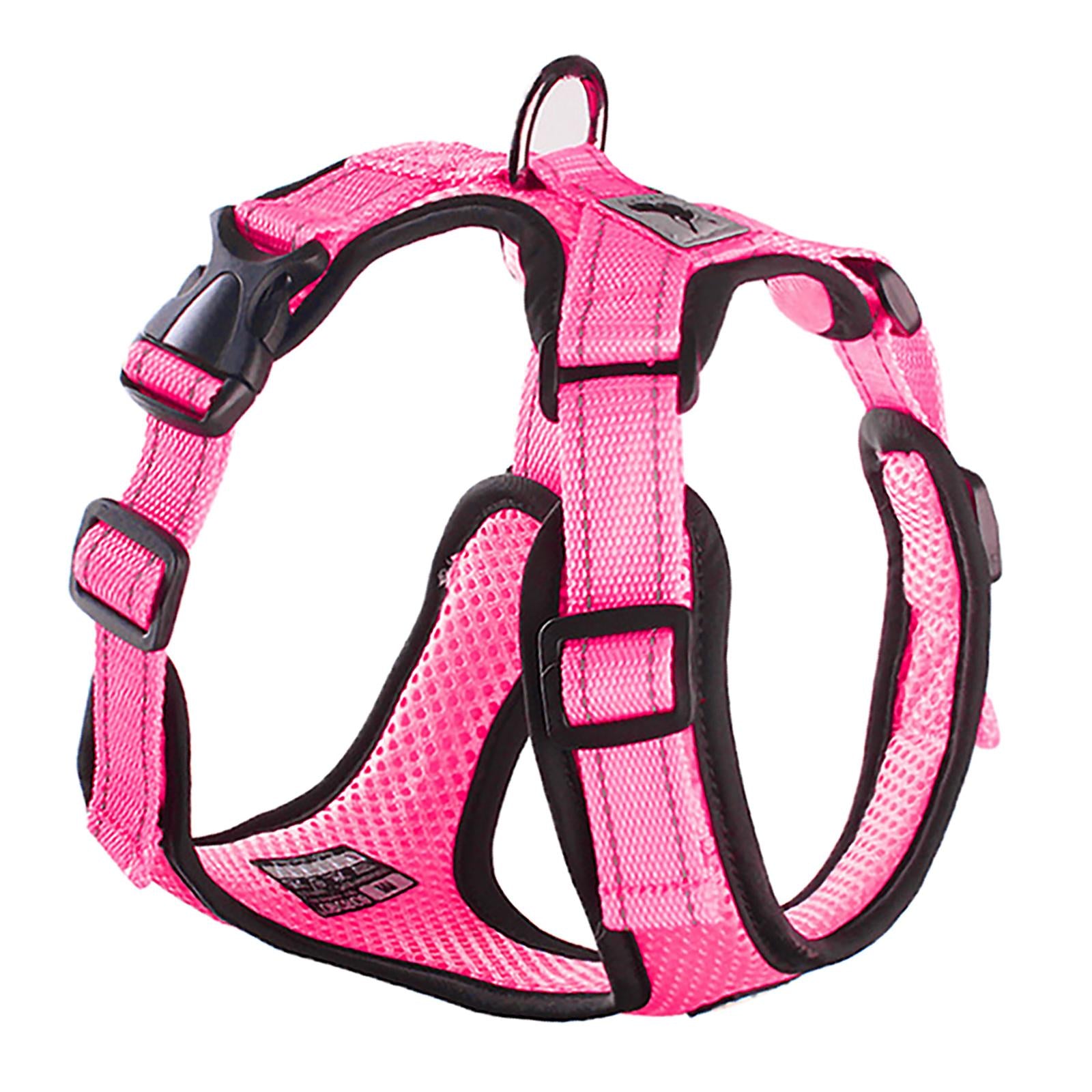 Reflective Dog Harness No Pull Vest Rope for Running Outdoor Lead Walking Pink XL
