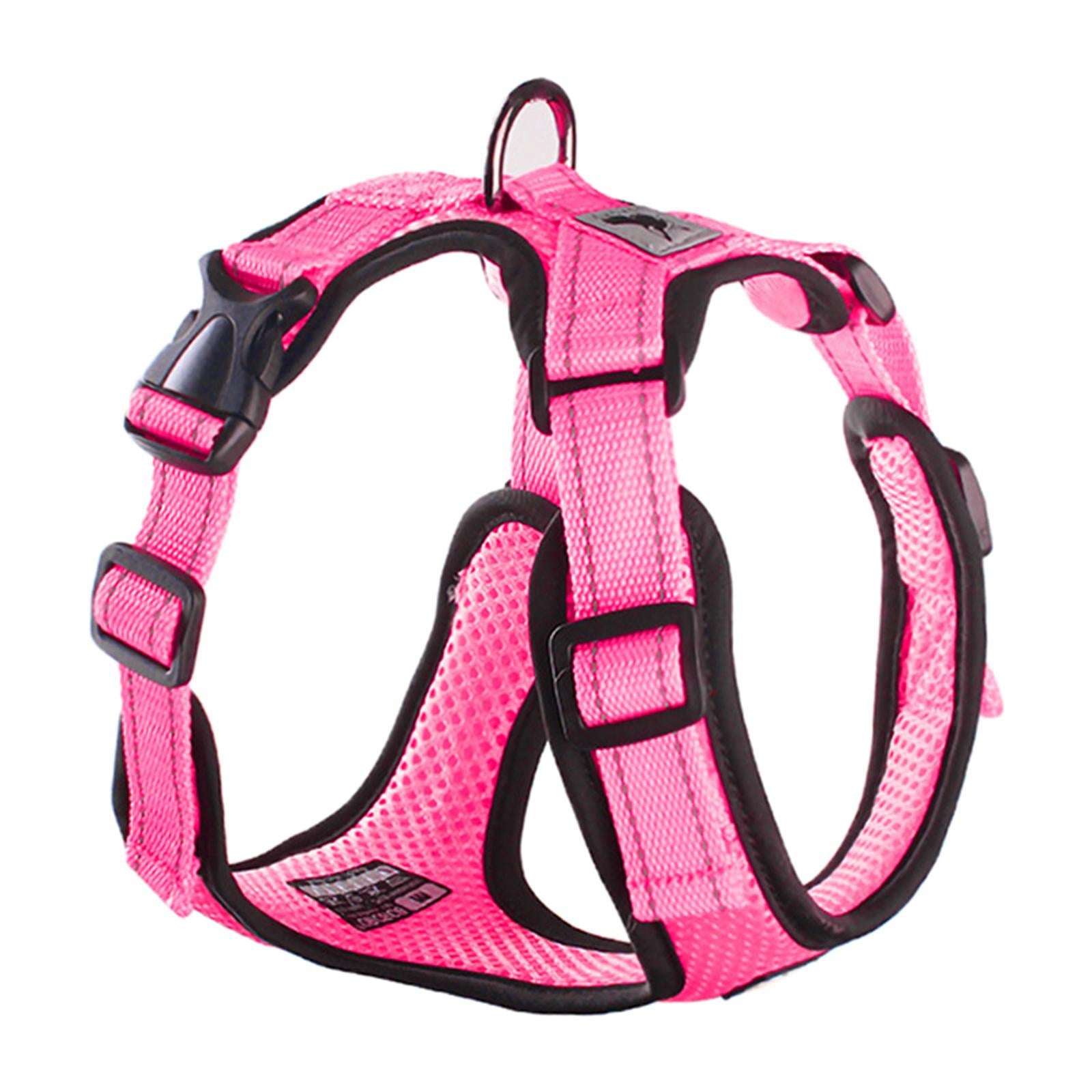 Reflective Dog Harness No Pull Vest Rope for Running Outdoor Lead Walking Pink XL