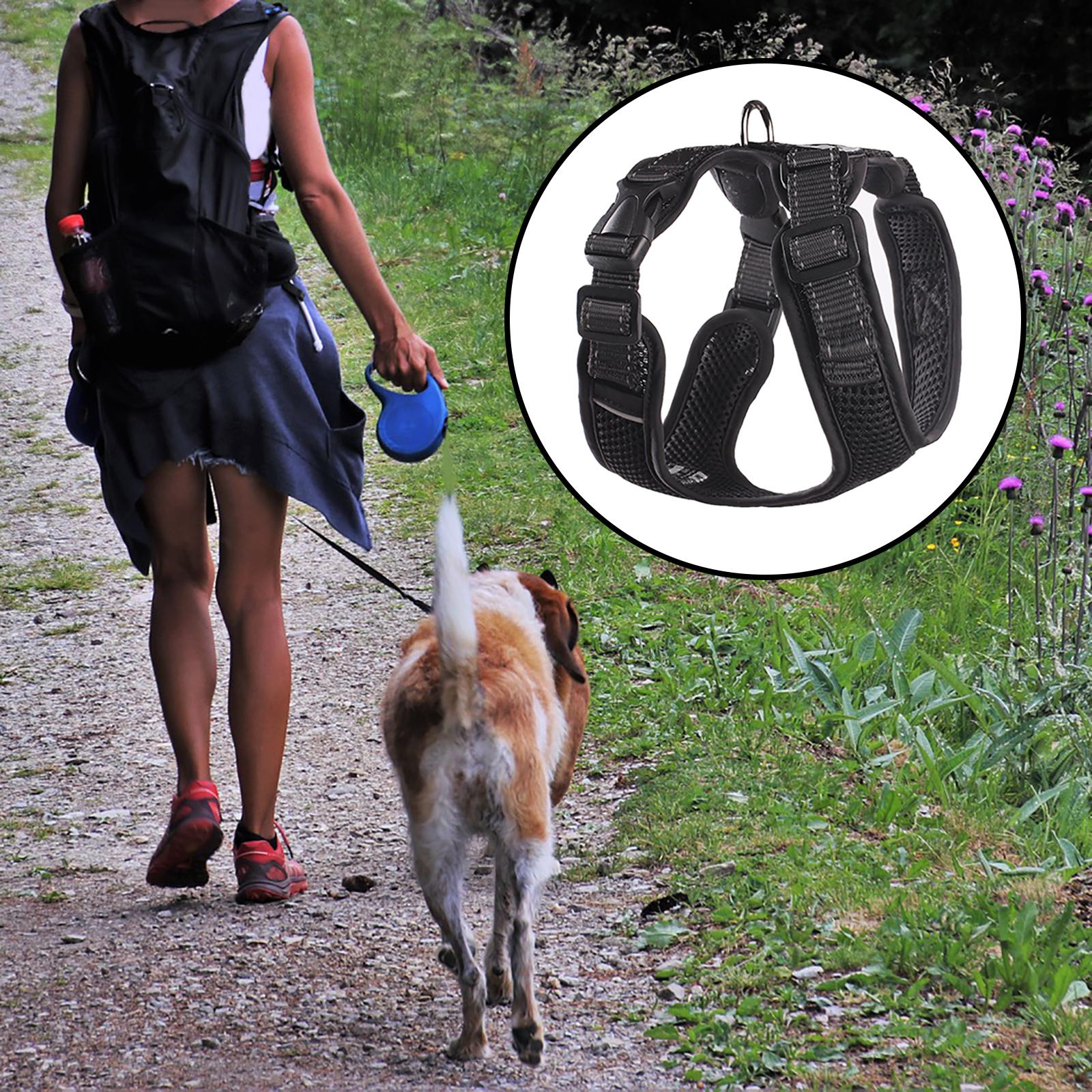 Reflective Dog Harness No Pull Vest Rope for Running Outdoor Lead Walking Black L