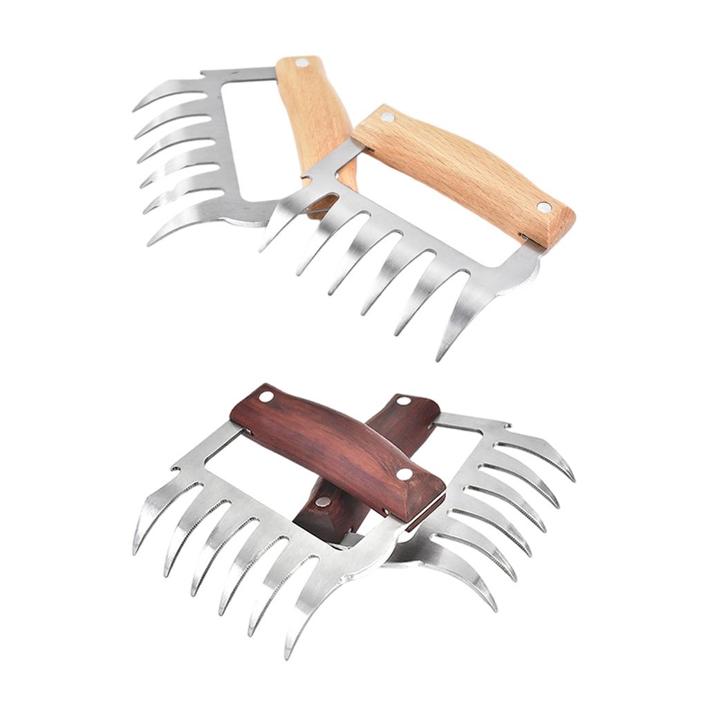 2x Meat Claws Meat Shredder Claws for Grilling Meats Chicken Brown