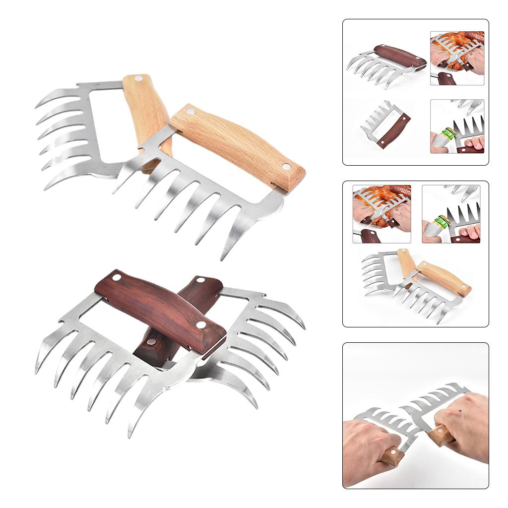 2x Meat Claws Meat Shredder Claws for Grilling Meats Chicken Brown