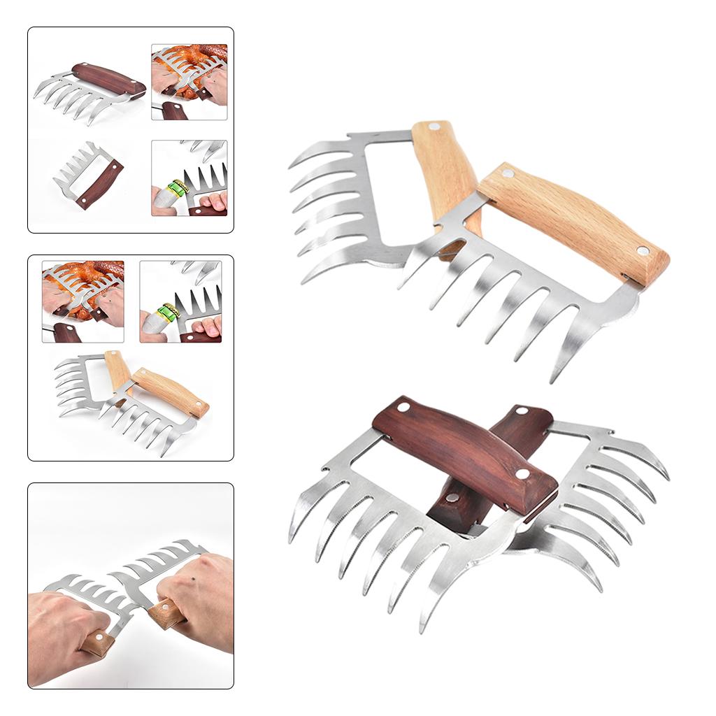 2x Meat Claws Meat Shredder Claws for Grilling Meats Chicken Brown