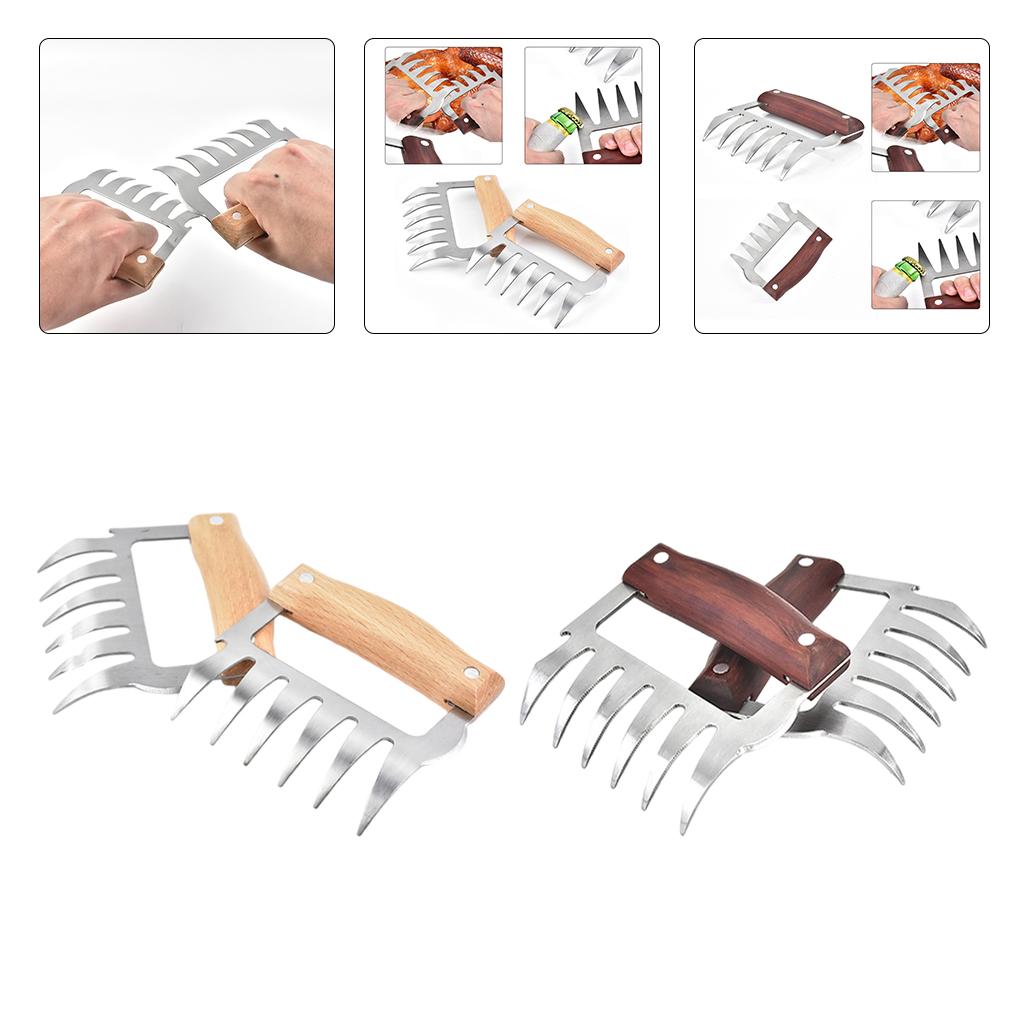 2x Meat Claws Meat Shredder Claws for Grilling Meats Chicken Brown