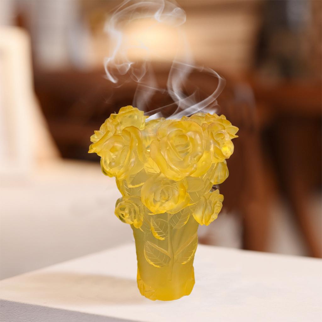 Crystal Vase Decorative Arrangement Elegant Handmade Artistic for Tabletop Yellow