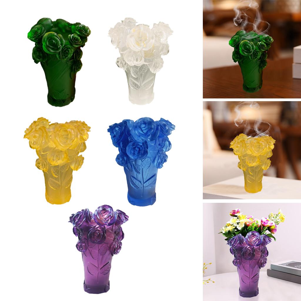 Crystal Vase Decorative Arrangement Elegant Handmade Artistic for Tabletop Yellow