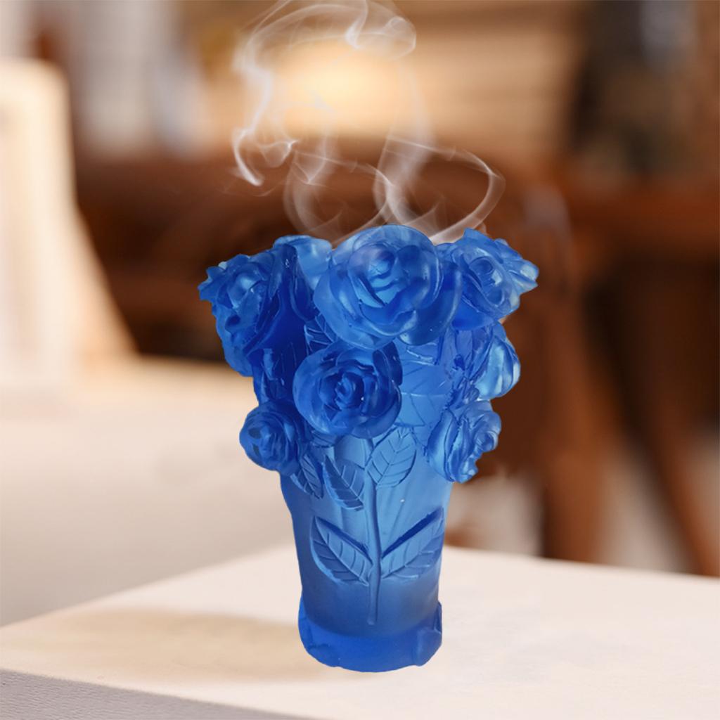 Crystal Vase Decorative Arrangement Elegant Handmade Artistic for Tabletop Blue