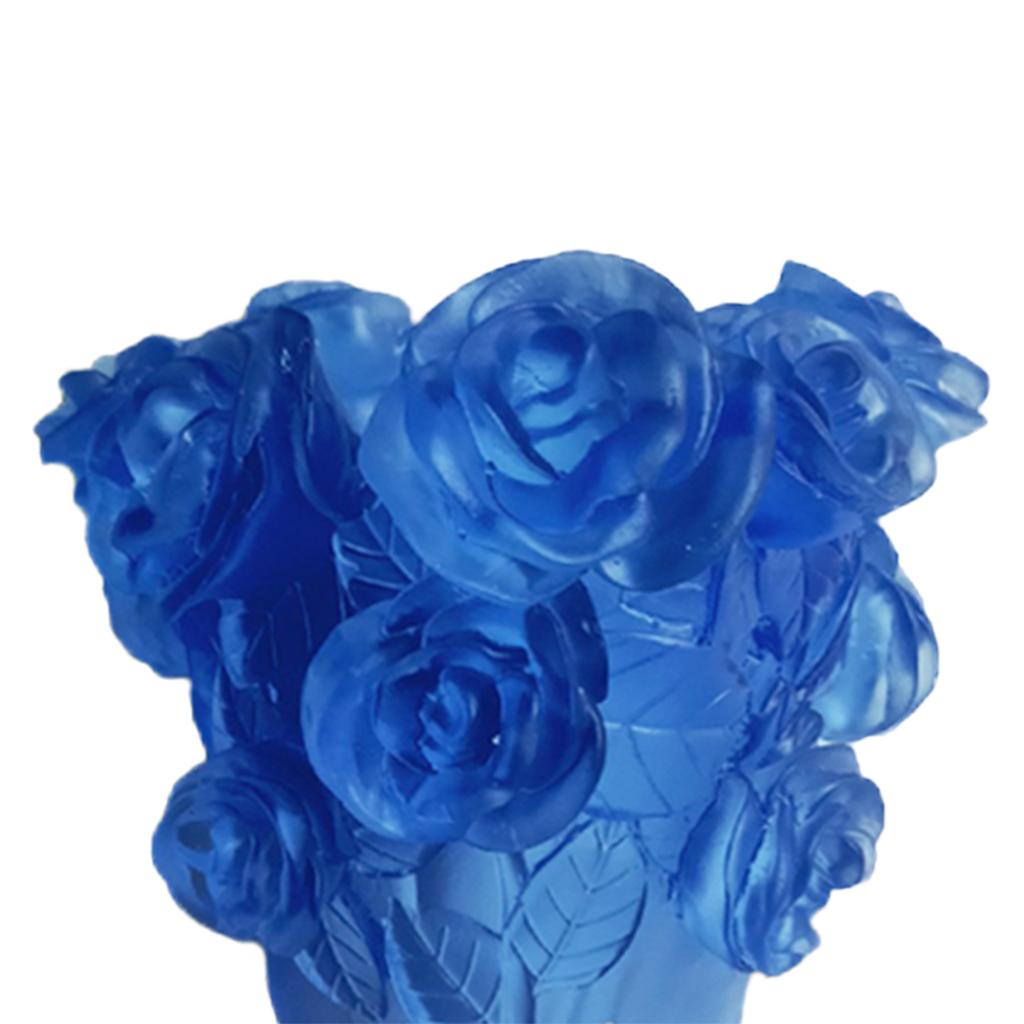 Crystal Vase Decorative Arrangement Elegant Handmade Artistic for Tabletop Blue
