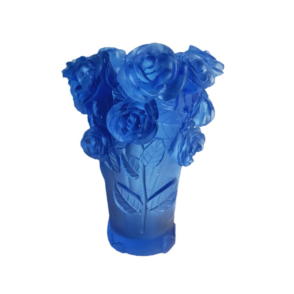 Crystal Vase Decorative Arrangement Elegant Handmade Artistic for Tabletop Blue