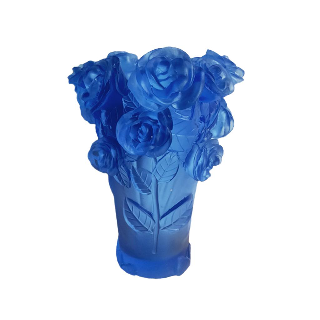 Crystal Vase Decorative Arrangement Elegant Handmade Artistic for Tabletop Blue