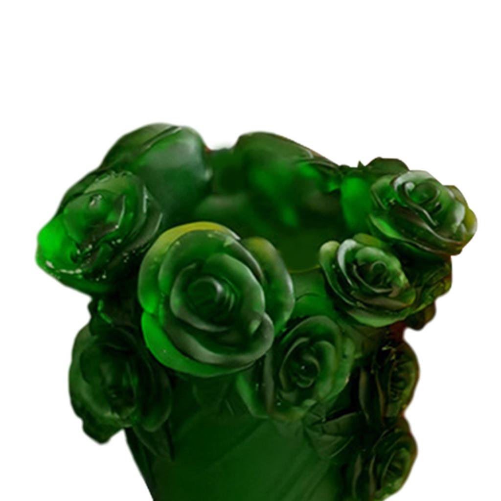 Crystal Vase Decorative Arrangement Elegant Handmade Artistic for Tabletop Green