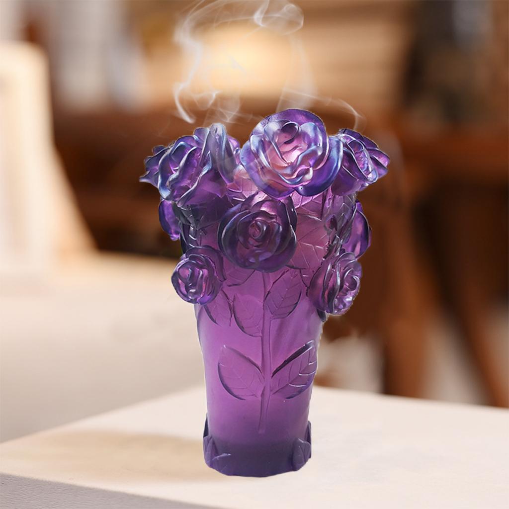 Crystal Vase Decorative Arrangement Elegant Handmade Artistic for Tabletop Purple