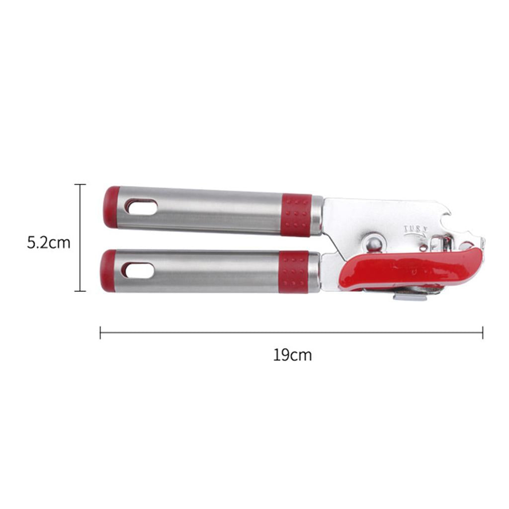 Stainless Steel Can Opener Bottle Opener Side Cut for Beer Jar Seniors red