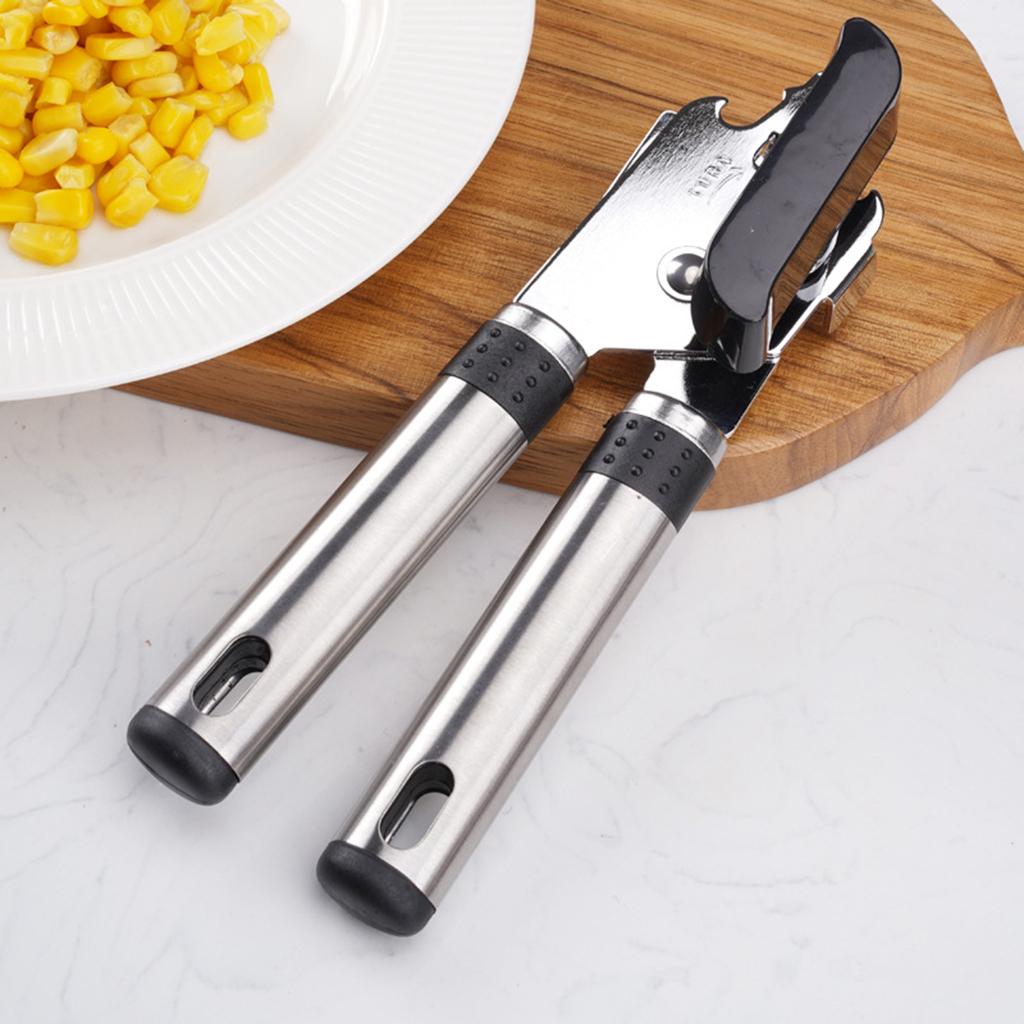 Stainless Steel Can Opener Bottle Opener Side Cut for Beer Jar Seniors black