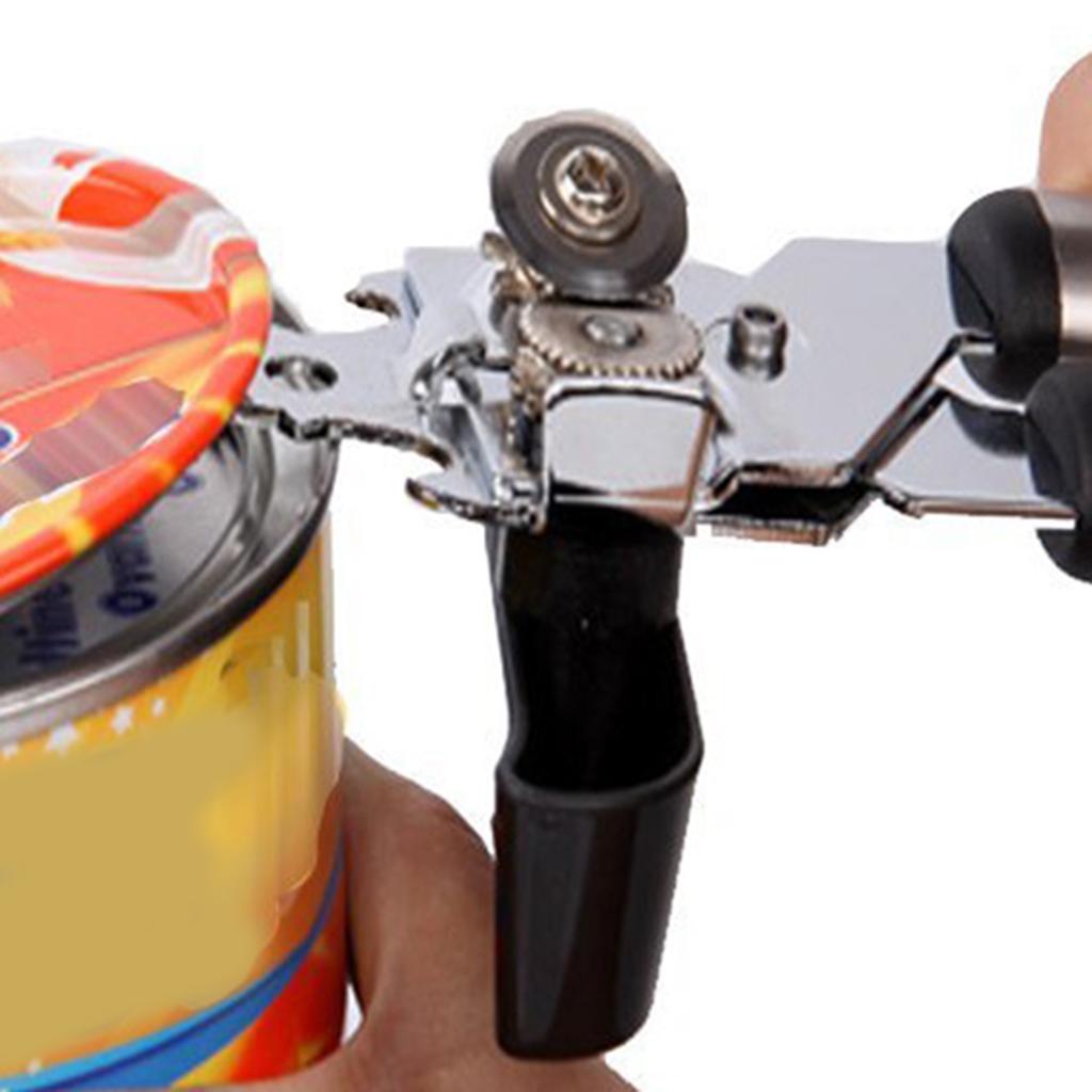 Stainless Steel Can Opener Bottle Opener Side Cut for Beer Jar Seniors black