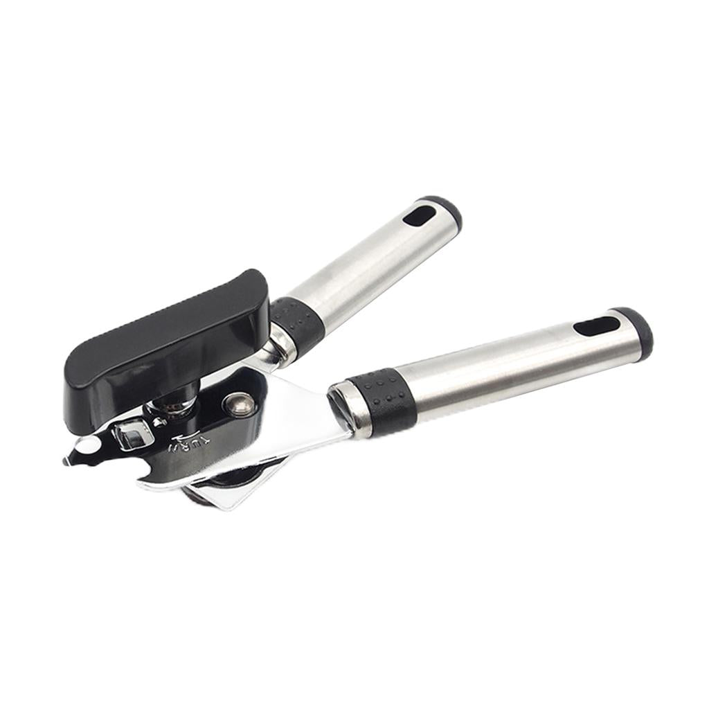 Stainless Steel Can Opener Bottle Opener Side Cut for Beer Jar Seniors black