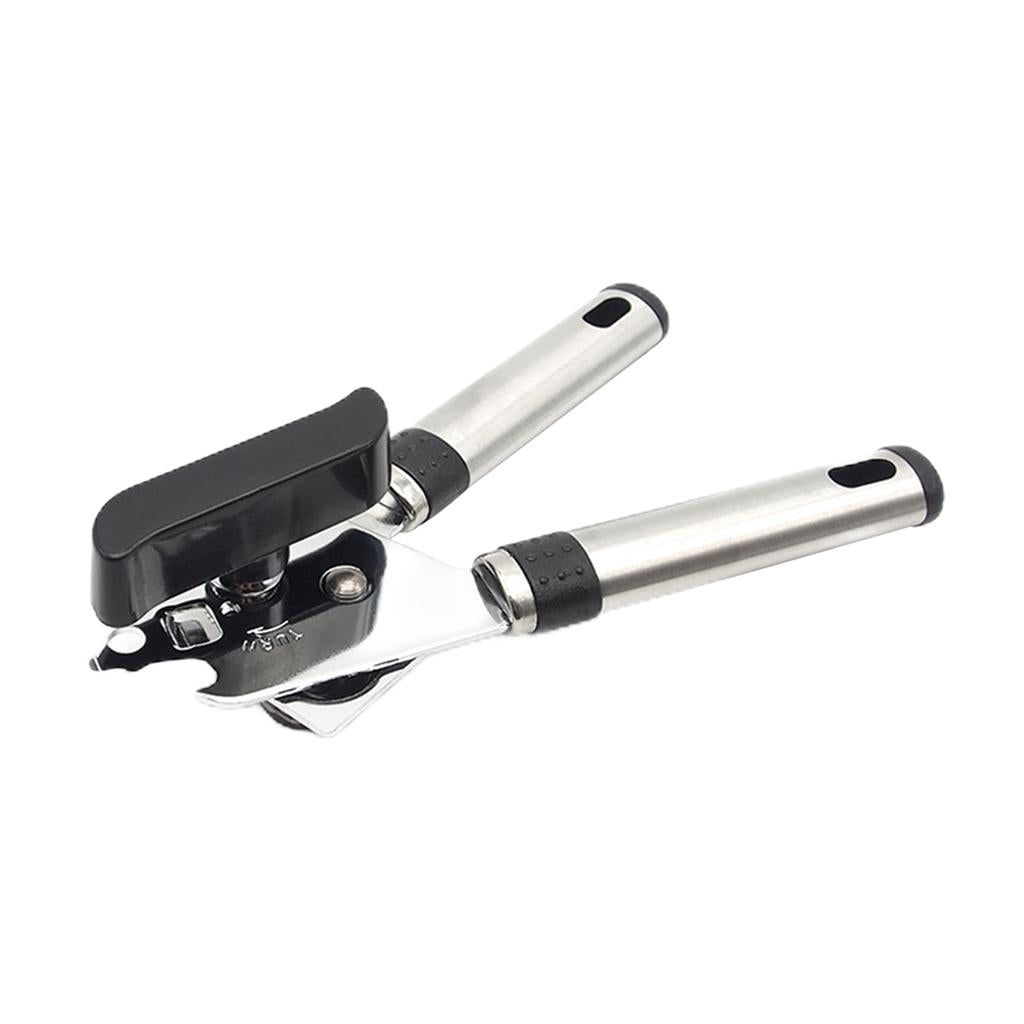 Stainless Steel Can Opener Bottle Opener Side Cut for Beer Jar Seniors black