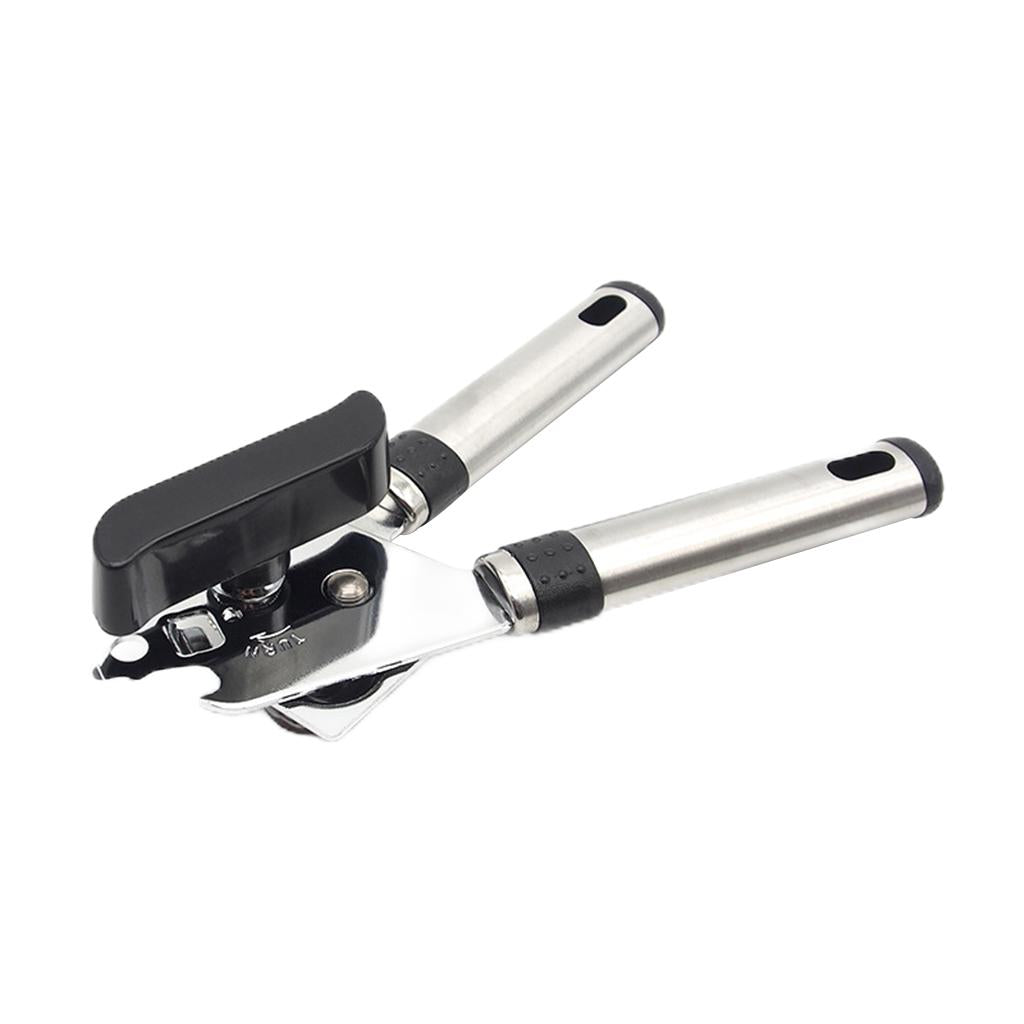 Stainless Steel Can Opener Bottle Opener Side Cut for Beer Jar Seniors black