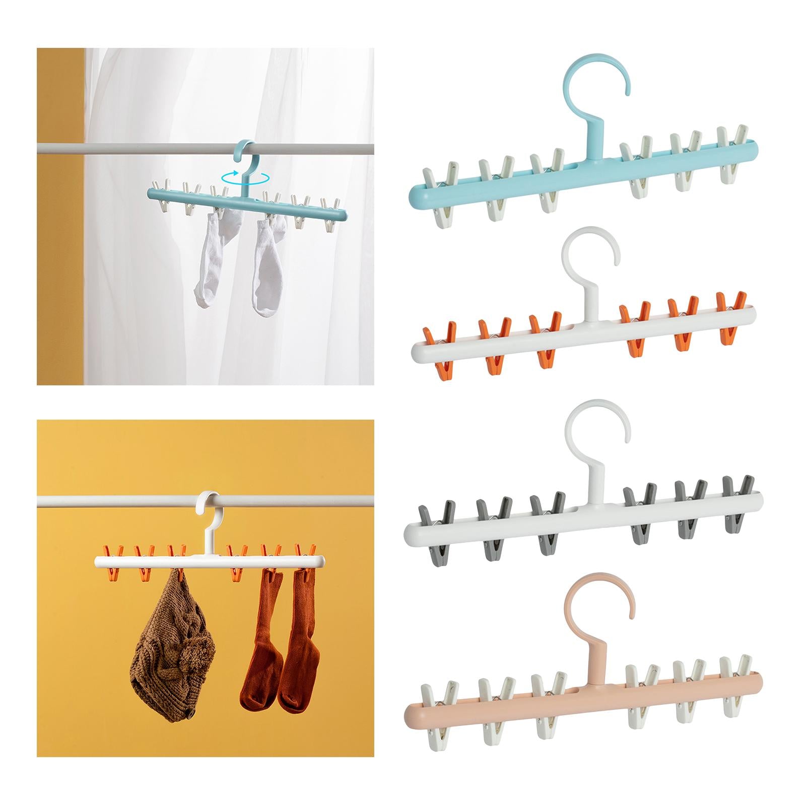 Rotatable Clothes Hanger Organizer Anti-Skid for Scarf Closet Wardrobe White orange