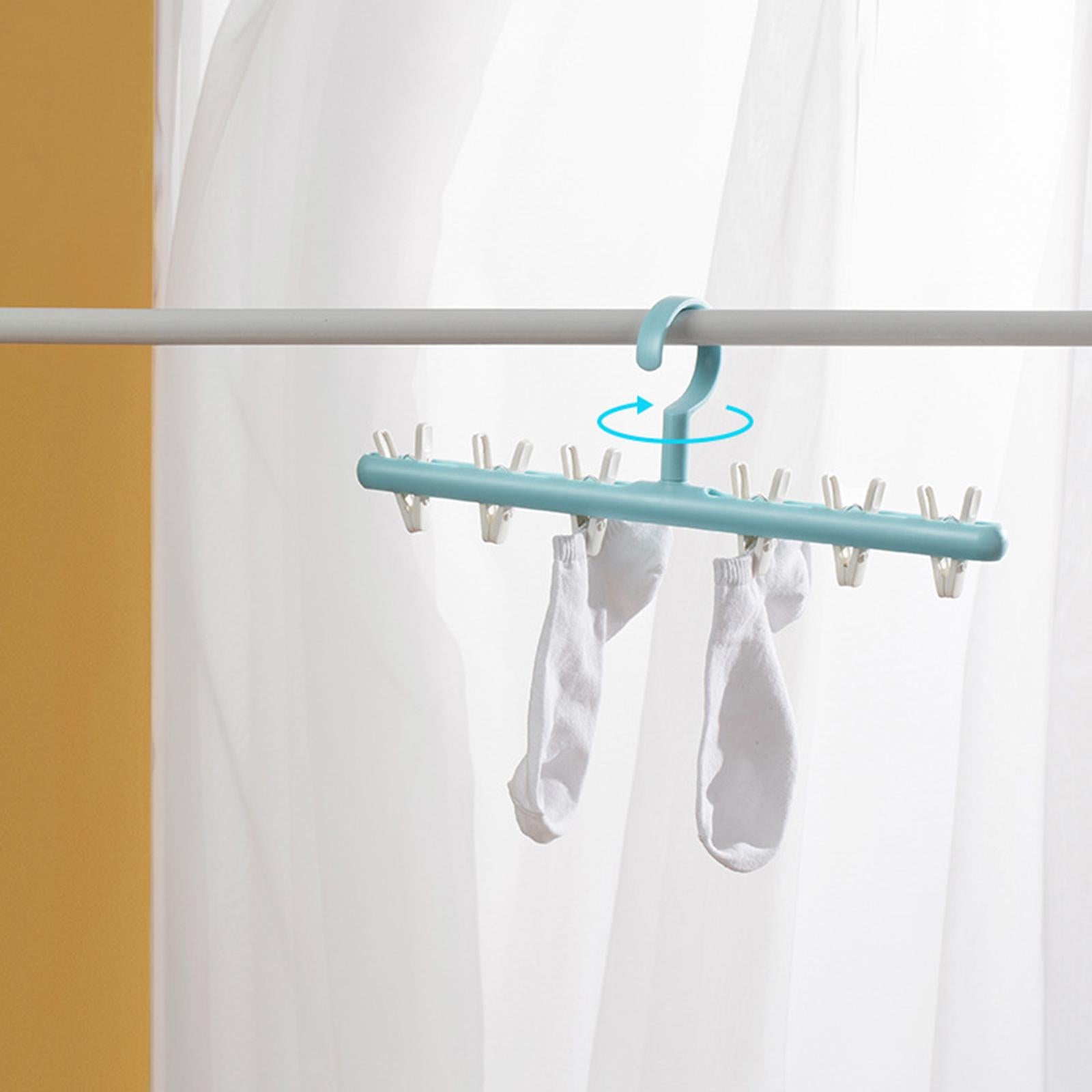 Rotatable Clothes Hanger Organizer Anti-Skid for Scarf Closet Wardrobe Blue white