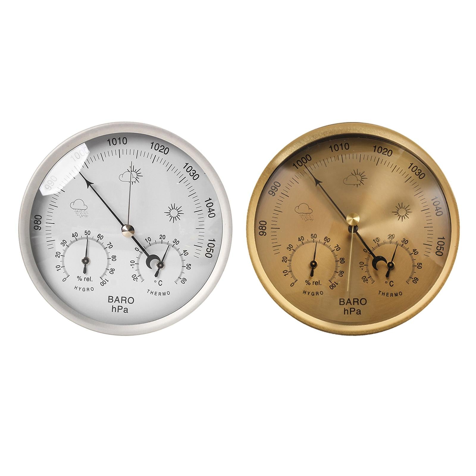 3-In-1 Barometer Analog Dial No Battery Round for Indoor Outdoor gold