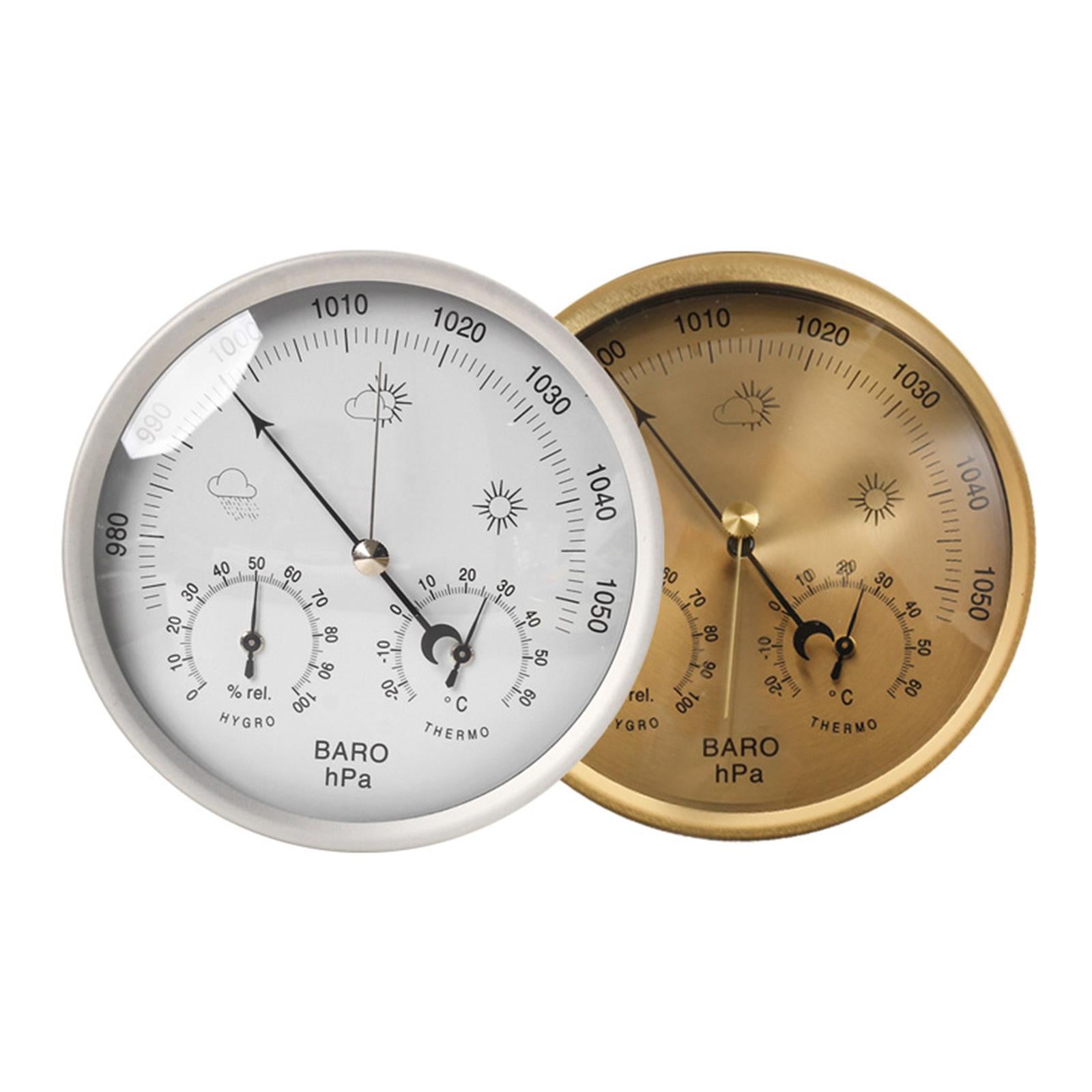 3-In-1 Barometer Analog Dial No Battery Round for Indoor Outdoor silver