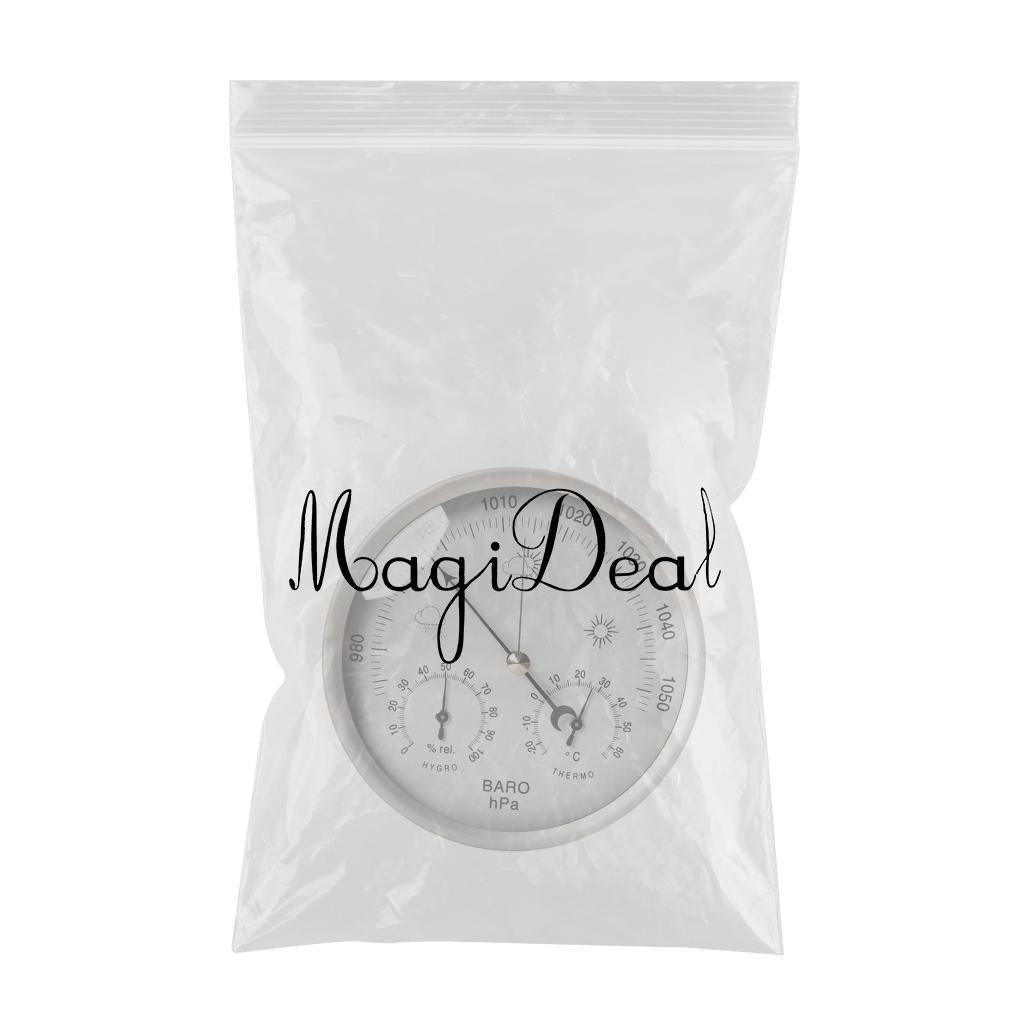 3-In-1 Barometer Analog Dial No Battery Round for Indoor Outdoor silver
