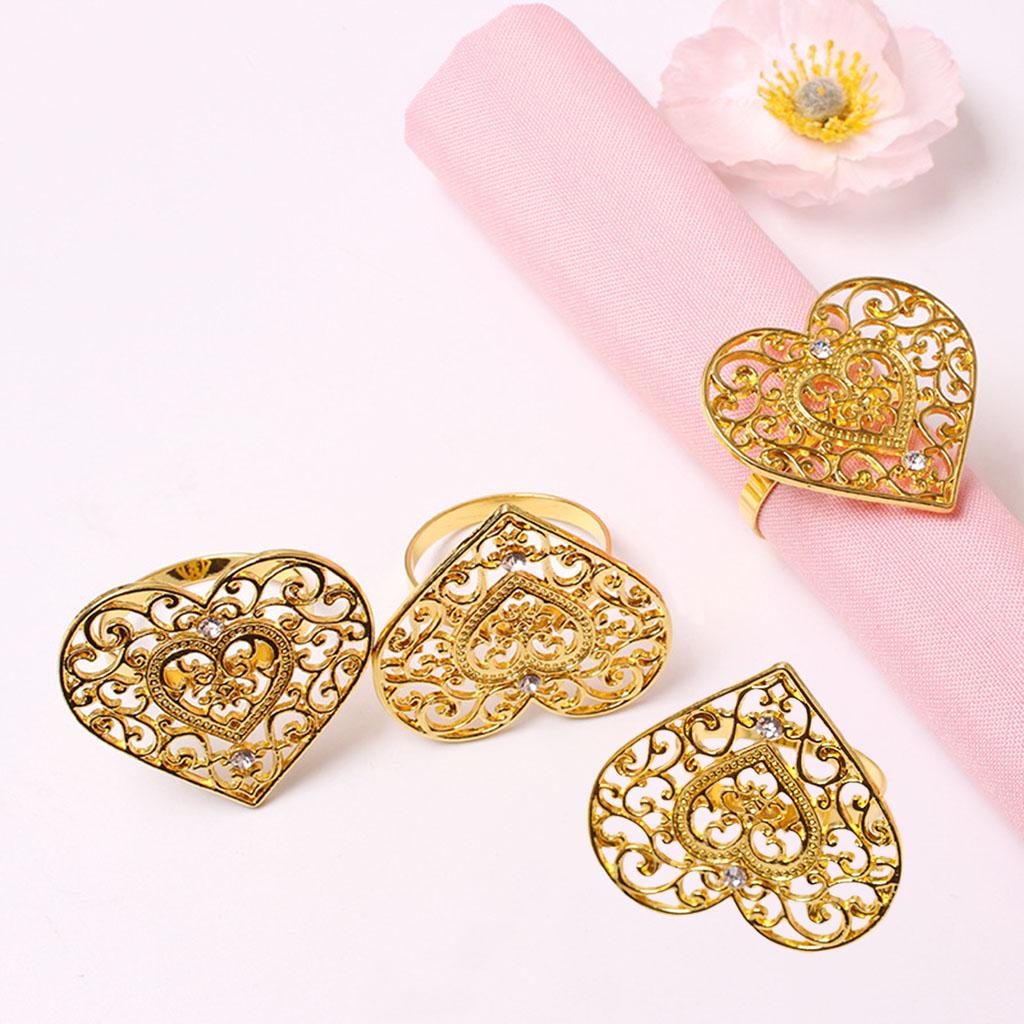 4 Pieces Napkin Rings 3.7cm Diameter Heart for Banquet Accessories Easter