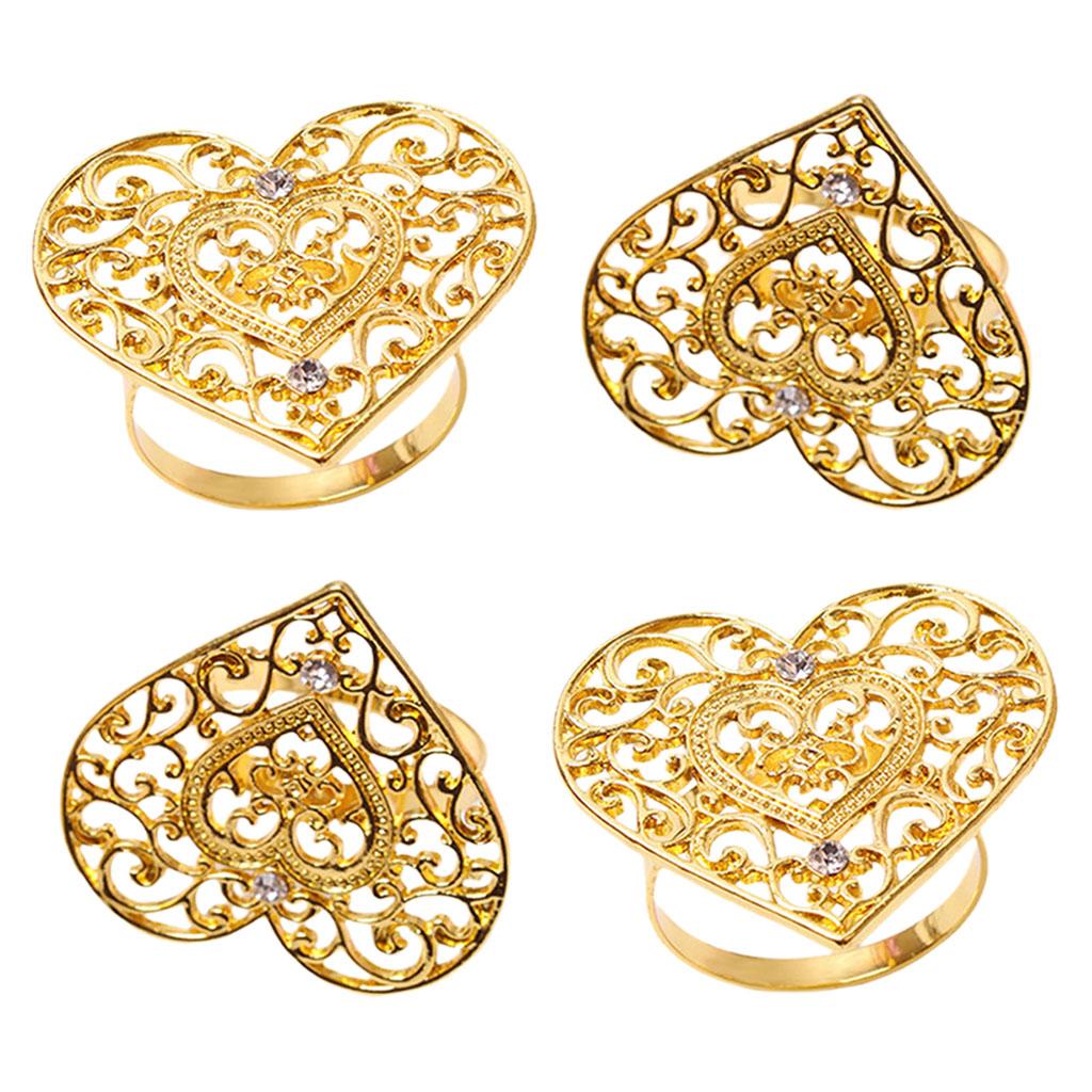 4 Pieces Napkin Rings 3.7cm Diameter Heart for Banquet Accessories Easter