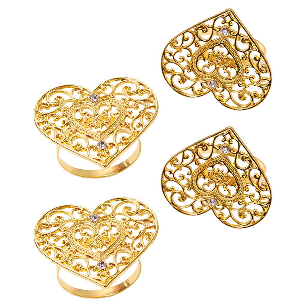 4 Pieces Napkin Rings 3.7cm Diameter Heart for Banquet Accessories Easter