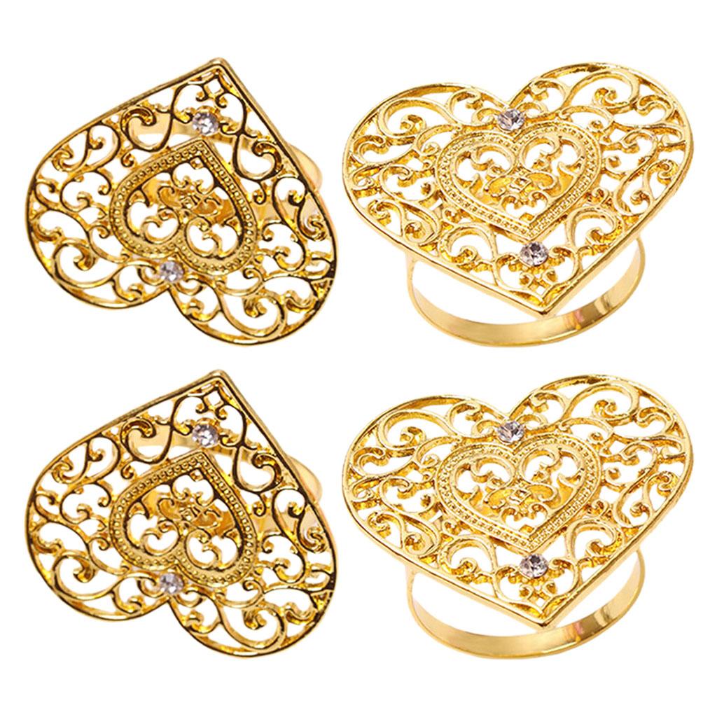 4 Pieces Napkin Rings 3.7cm Diameter Heart for Banquet Accessories Easter