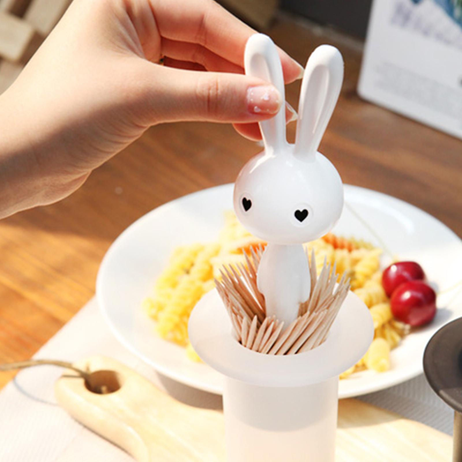 Cute Toothpick Dispensers Plastic Decorative Cartoon for Home white