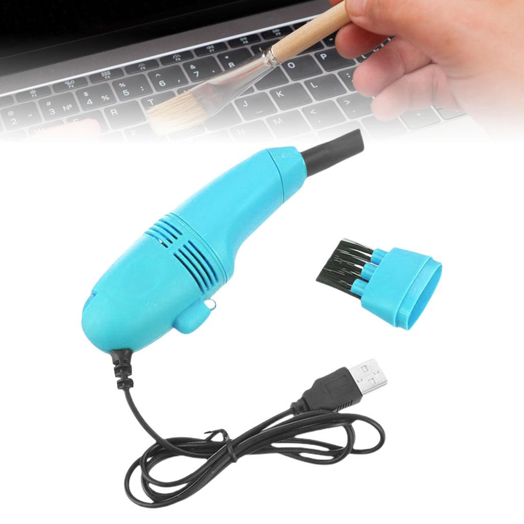 Mini Table Dust Sweeper Dust Collector Brush for Car PC Camera Pet Hairs Sky Blue