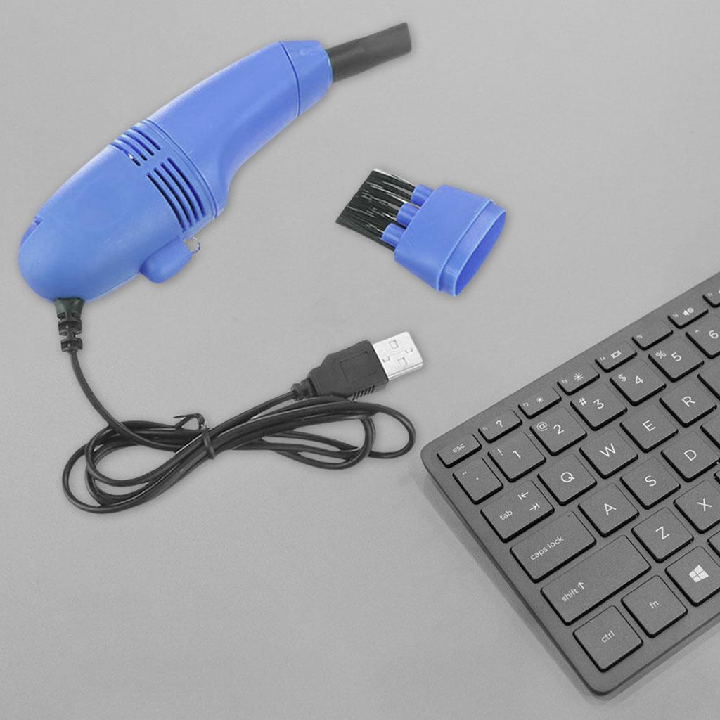 Mini Table Dust Sweeper Dust Collector Brush for Car PC Camera Pet Hairs Blue