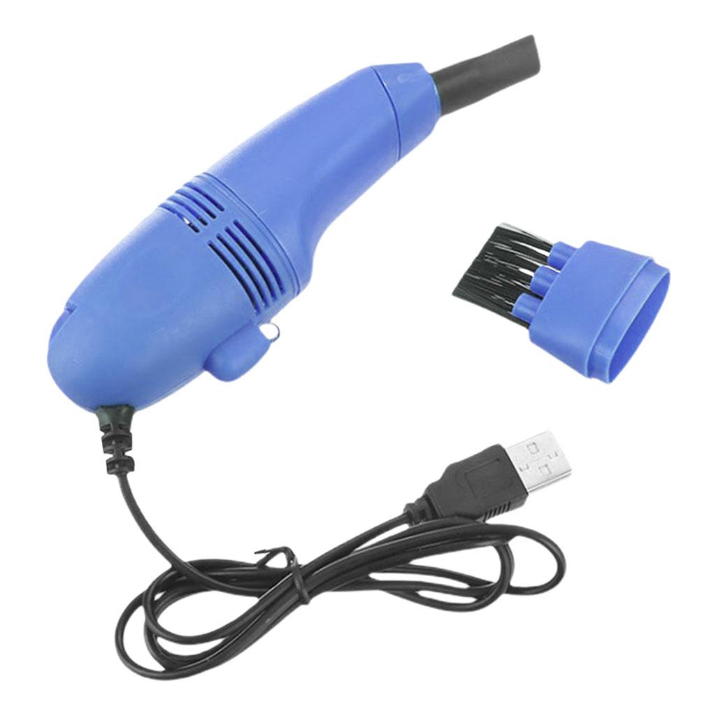 Mini Table Dust Sweeper Dust Collector Brush for Car PC Camera Pet Hairs Blue